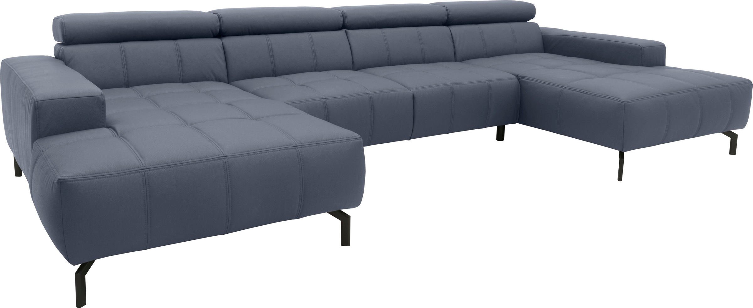 DOMO collection Wohnlandschaft »Cunelli tolle Sitznähte als Designelement, fester Sitzkomfort, U-Form«, wahlweise mit Kopfteilverstellung, bodenfrei