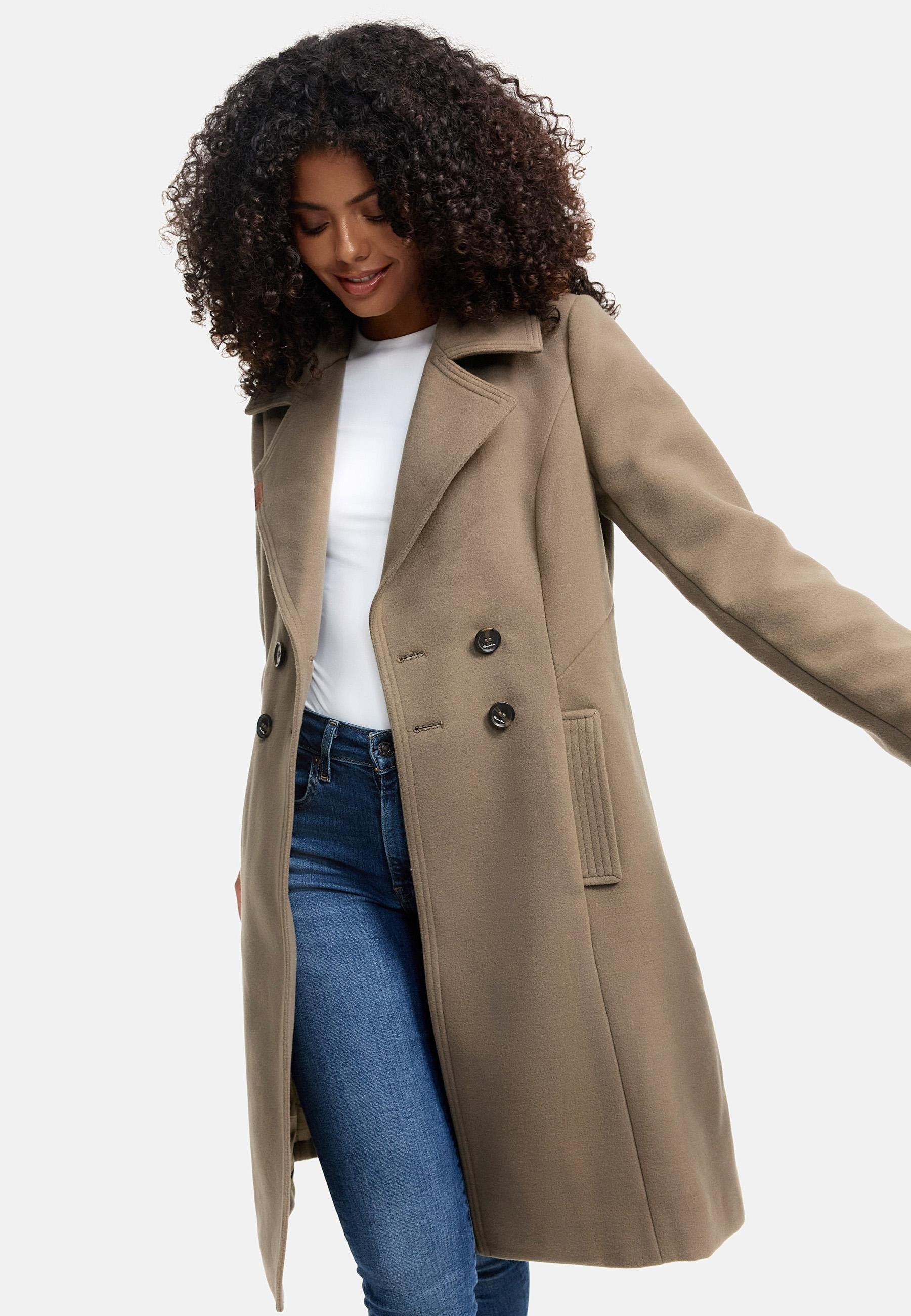Navahoo Wintermantel »Wooly«, edler Damen Trenchcoat in Wollmantel-Optik