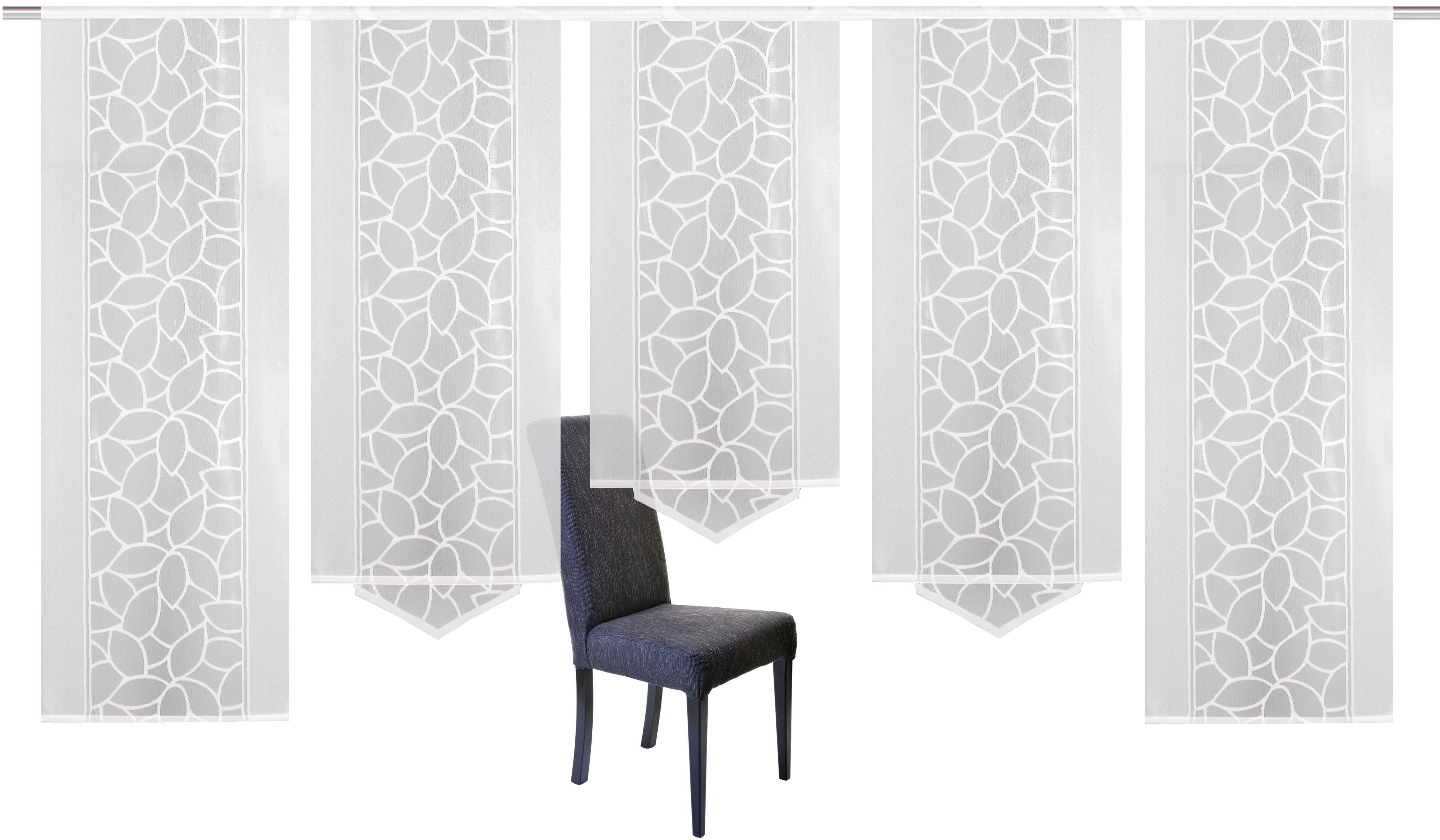 Thumbnail - HOME WOHNIDEEN Schiebegardine "JENNA" Klettband 5 Stk. tlg. Schiebevorhang Jacquard Set