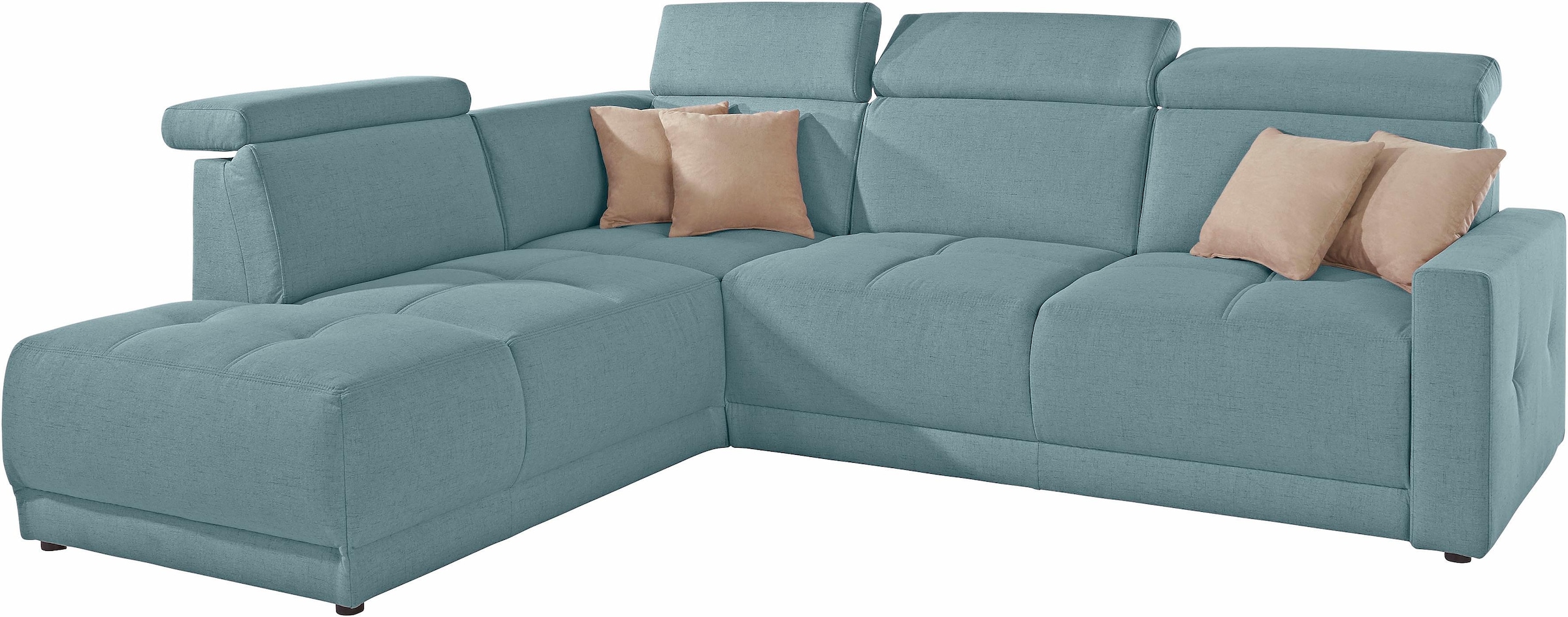 DOMO collection Ecksofa »Ava, moderne Sitzheftung mit toller Doppelnaht, komfortabel, L-Form«, mit Ottomane, inkl. Federkern, wahlweise mit Kopfteilverstellungen
