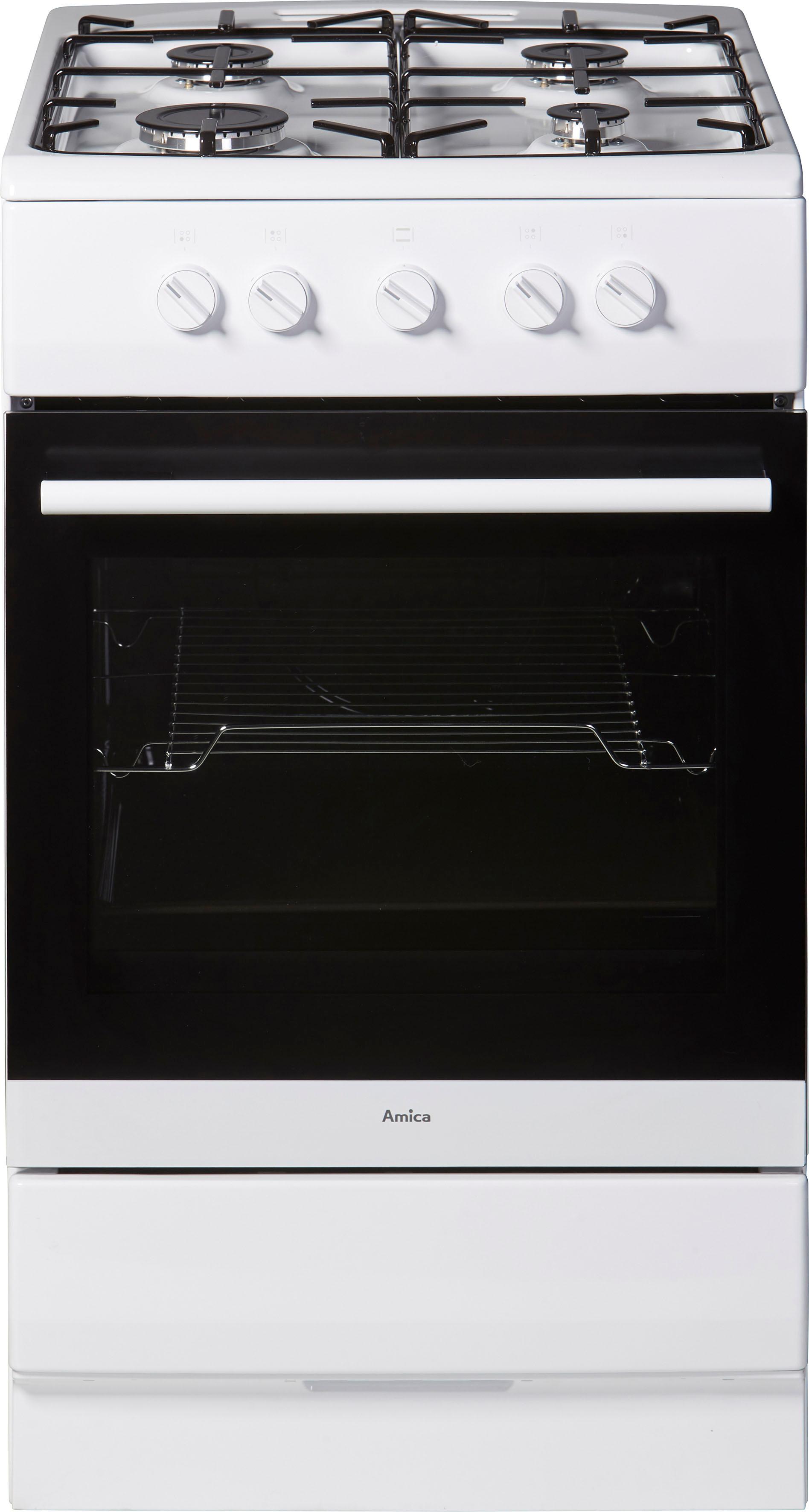 Amica Gas-Standherd "507GG4.23POF(W)SHGG 11502 W" Klassisches Kochen mit direkter Gasflamme und vertrauter Bedienung