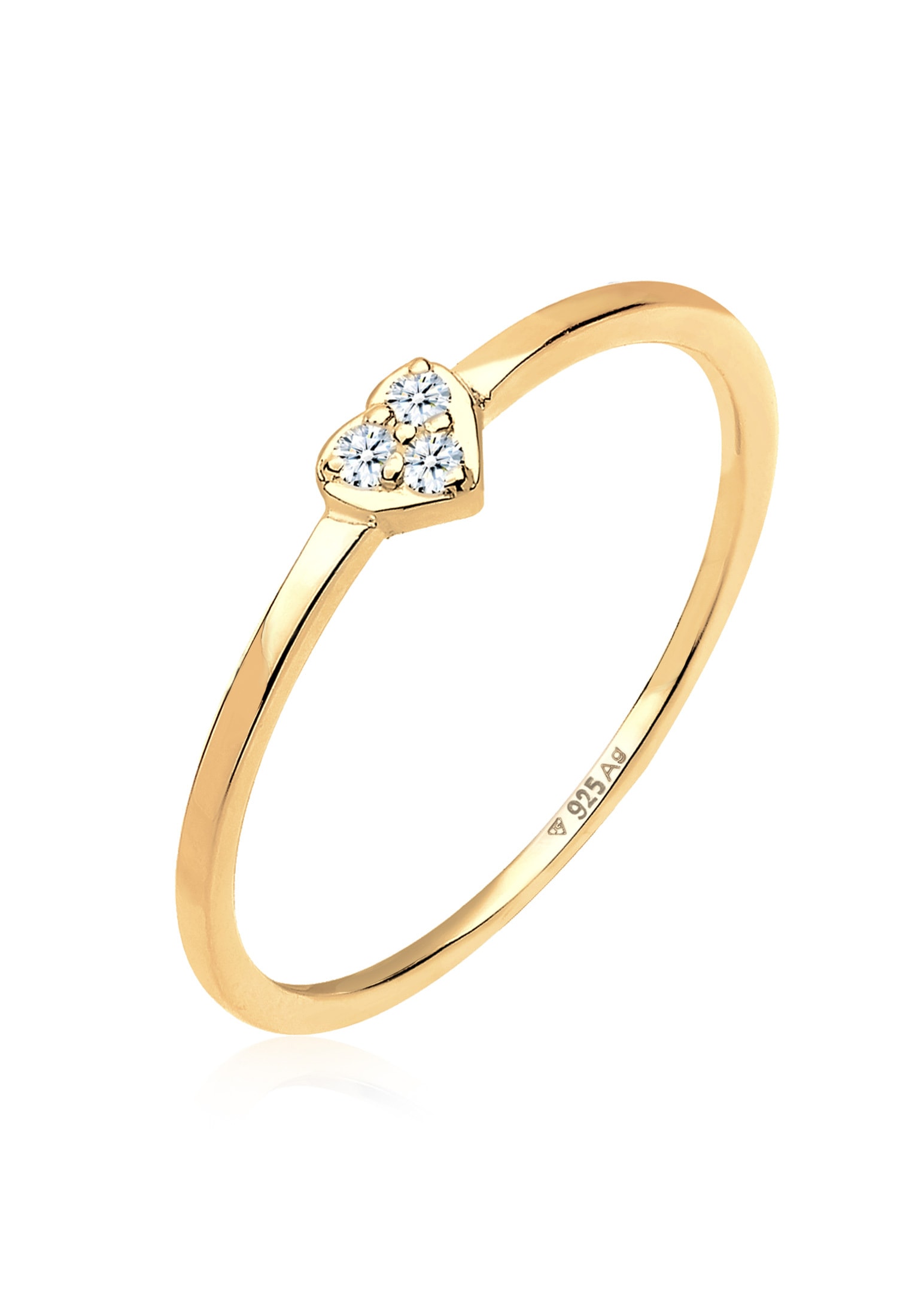 ELLI DIAMONDS Damen Verlobungsring "Ring Herz Symbol Diamant 0.04 ct. 925 Silber", 52, Silber 925 (Sterlingsilber), gold, Silber 925