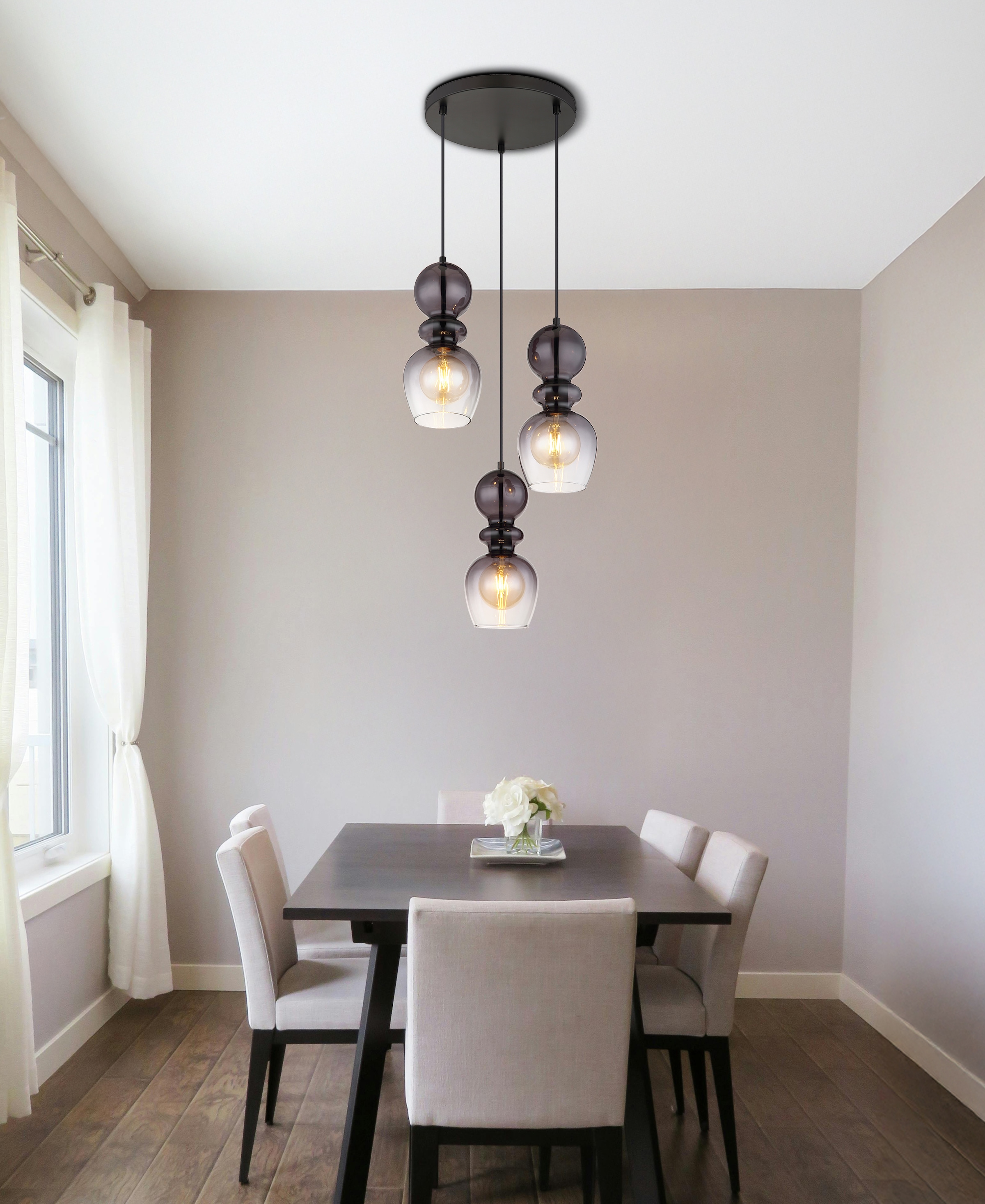 GLOBO LIGHTING Hängeleuchte »CLARITY«, Leuchtmittel E27 | ohne Leuchtmittel, Hängelampe / Schlafzimmer / Wohnbereich / schwarz / Glas