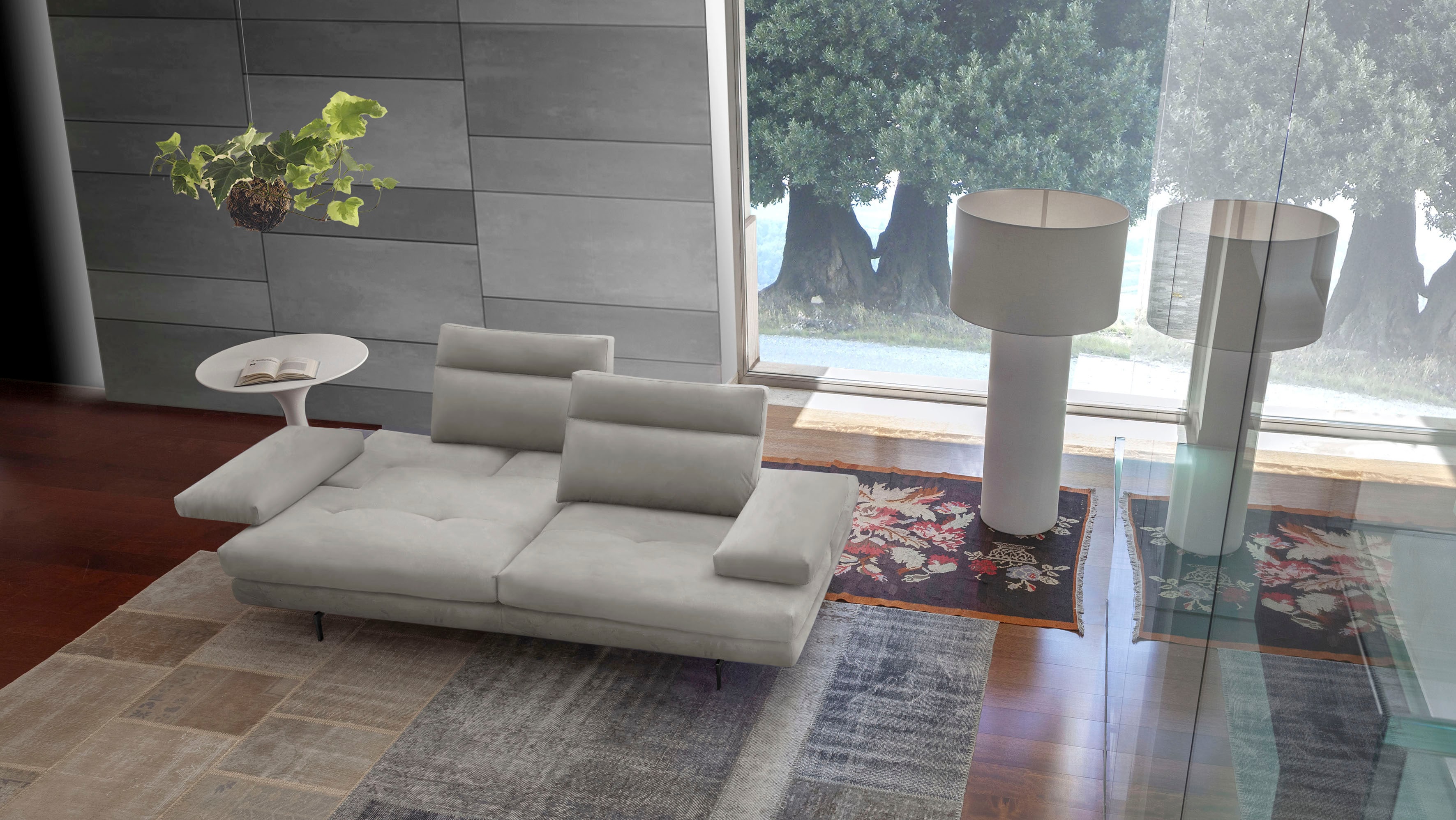 CALIA ITALIA 3,5-Sitzer "Toby Wing, 228 cm breit, italienisches Designsofa, Megasofa" inkl. Sitztiefenverstellung und Armteilfunktion, Füße in Schwarz matt