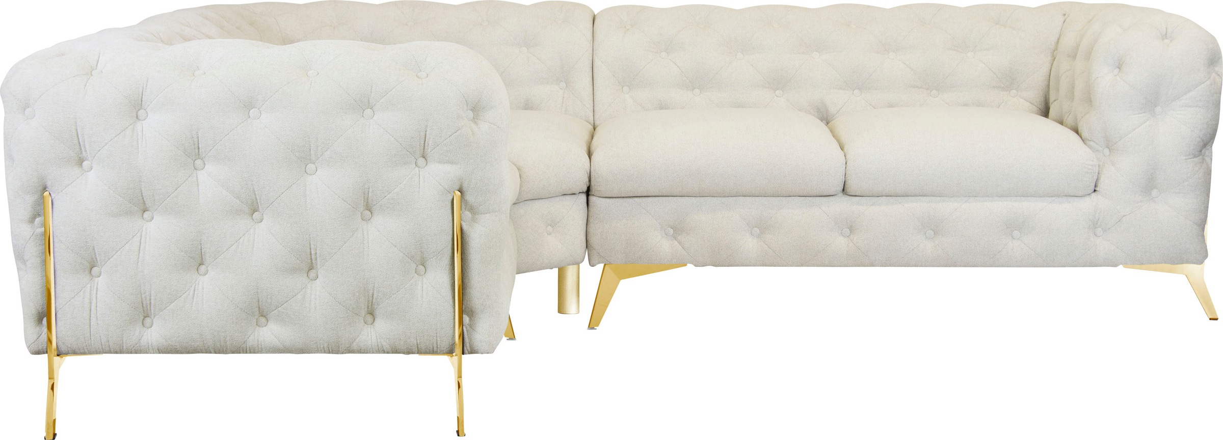 Leonique Chesterfield-Sofa »Amaury L-Form«, Chesterfield-Optik, Breite/Tiefe je 262 cm, Fußfarbe wählbar