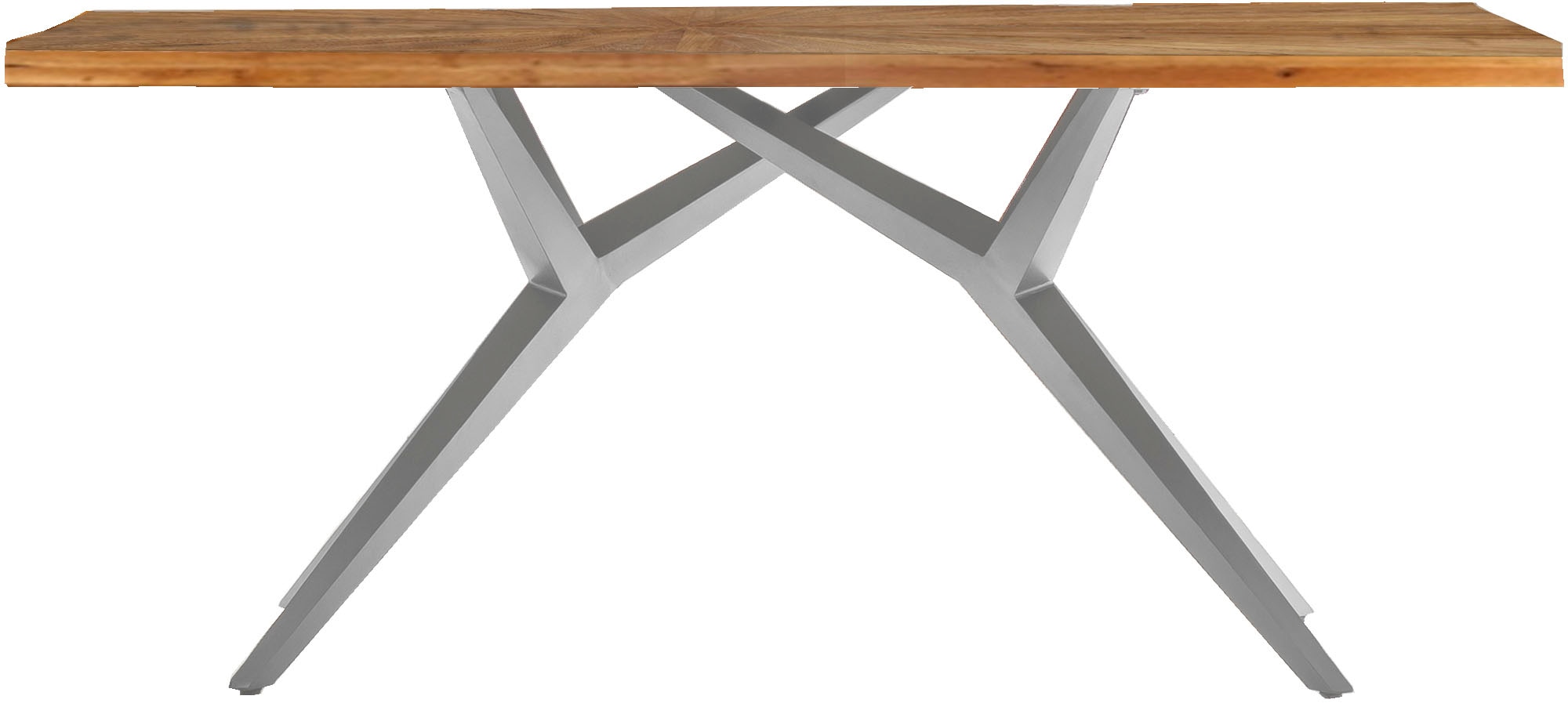 SIT Esstisch "Imola aus recyceltem Teak & extravagantem Metallgestell" 50 mm starke Teakplatte mit außergewöhnlichem Sonnenmuster