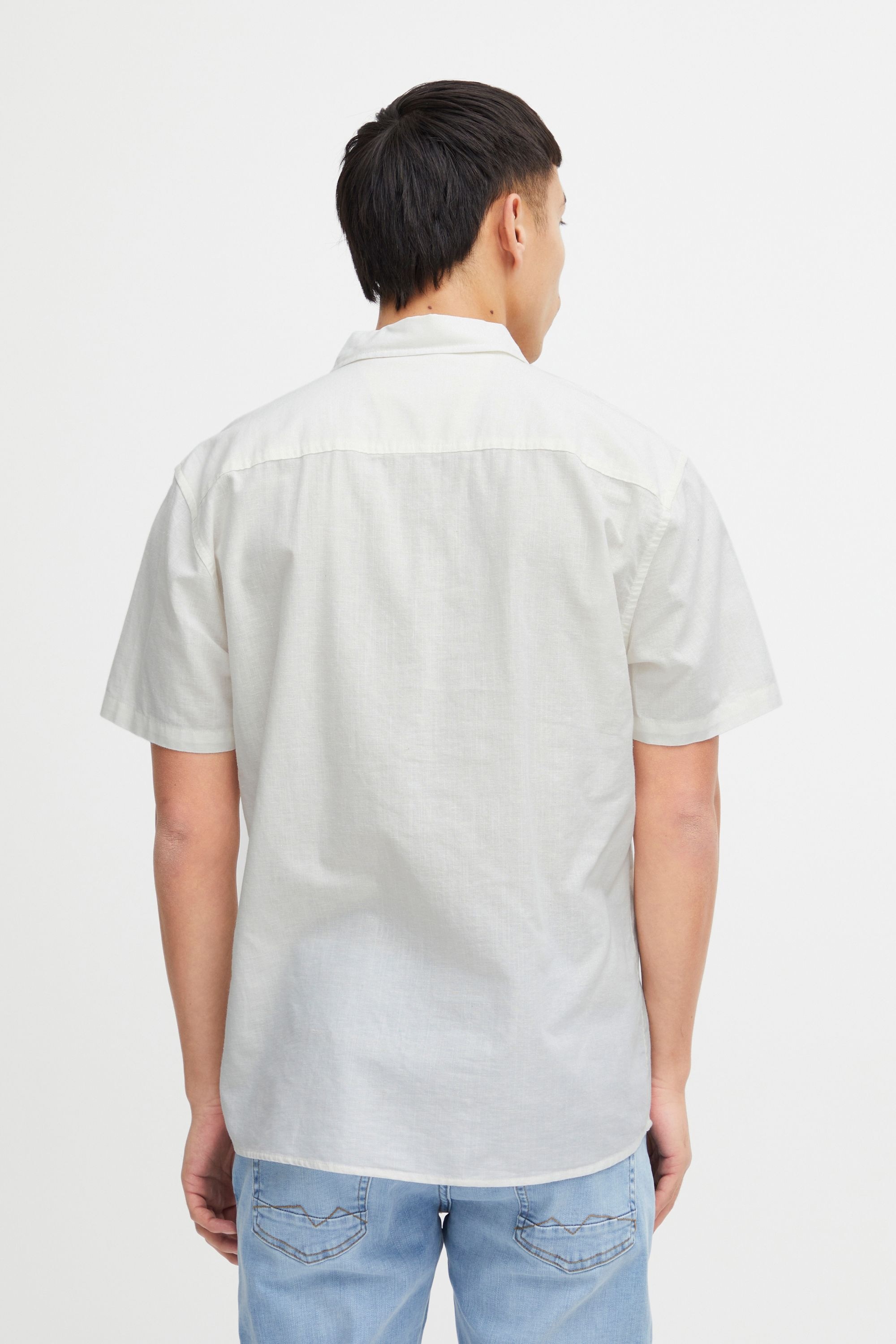 Kurzarmshirt BLEND "Kurzarmhemd BHShirt", Herren, Gr. XXL, weiß (snow weiß), Obermaterial: 70% Baumwolle CO. 30% Leinen LI., Hemden 6