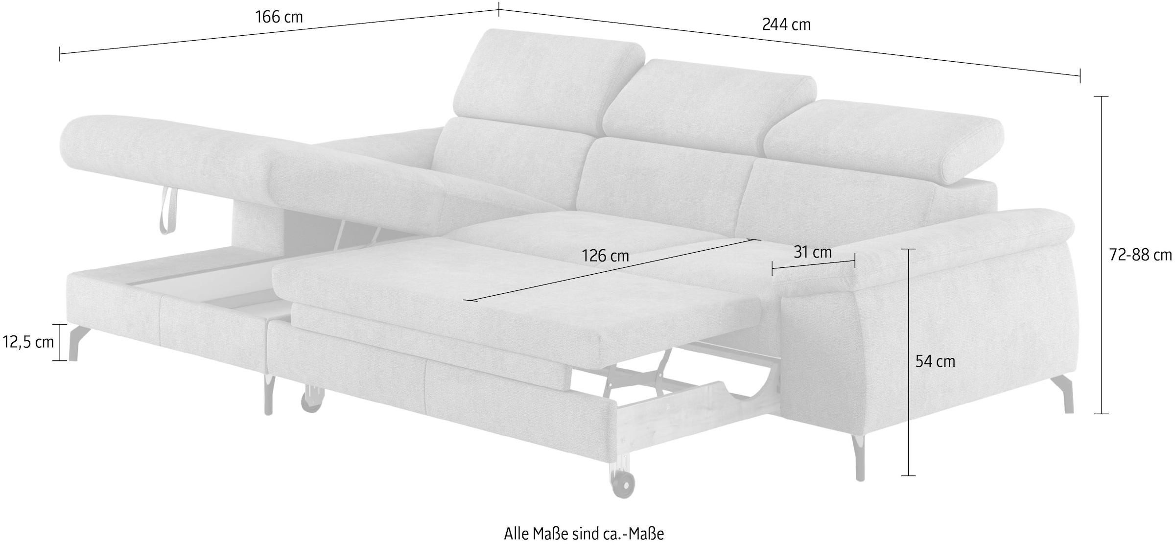 COTTA Ecksofa »Kitty L-Form«, Modern, L-Form, Bodenfreiheit 12,5 cm