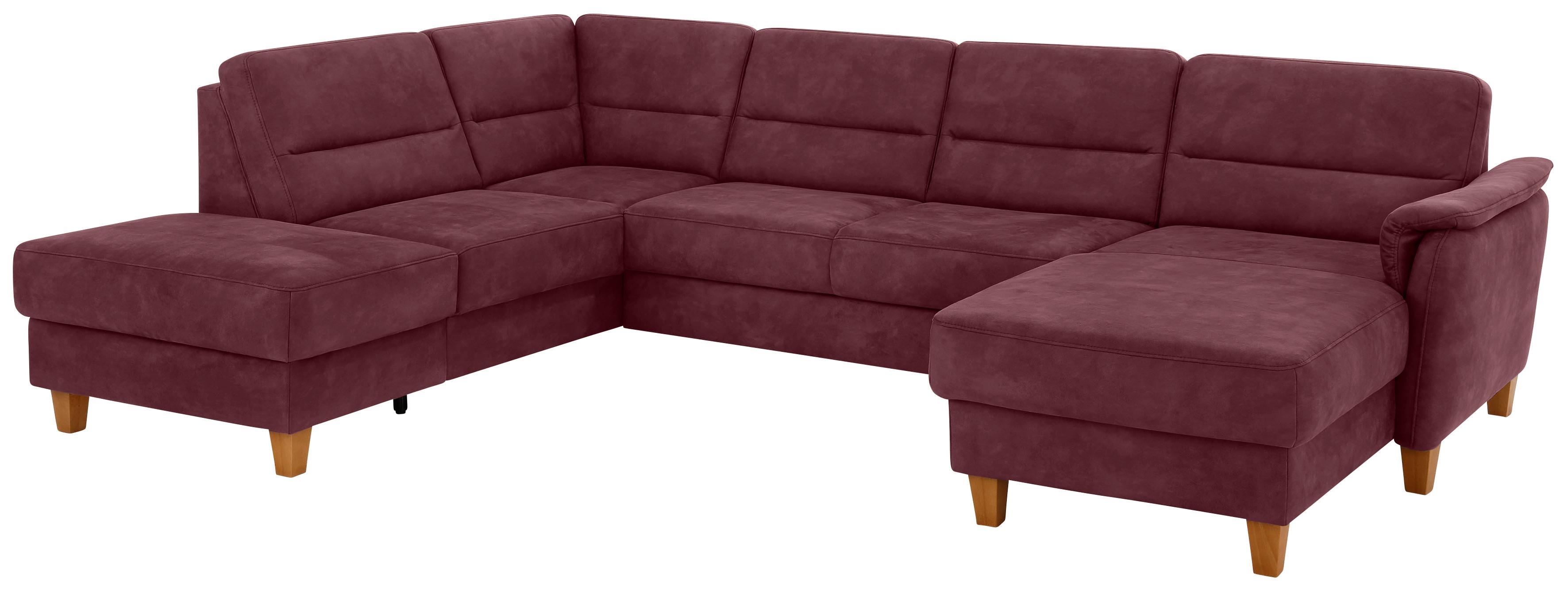 Home affaire Wohnlandschaft "Palmera U-Form, B: 308 cm, große Stoff + Leder Auswahl" optional Schlaffunktion & Bettkasten, Federkern, XXL-Wohnlandschaft