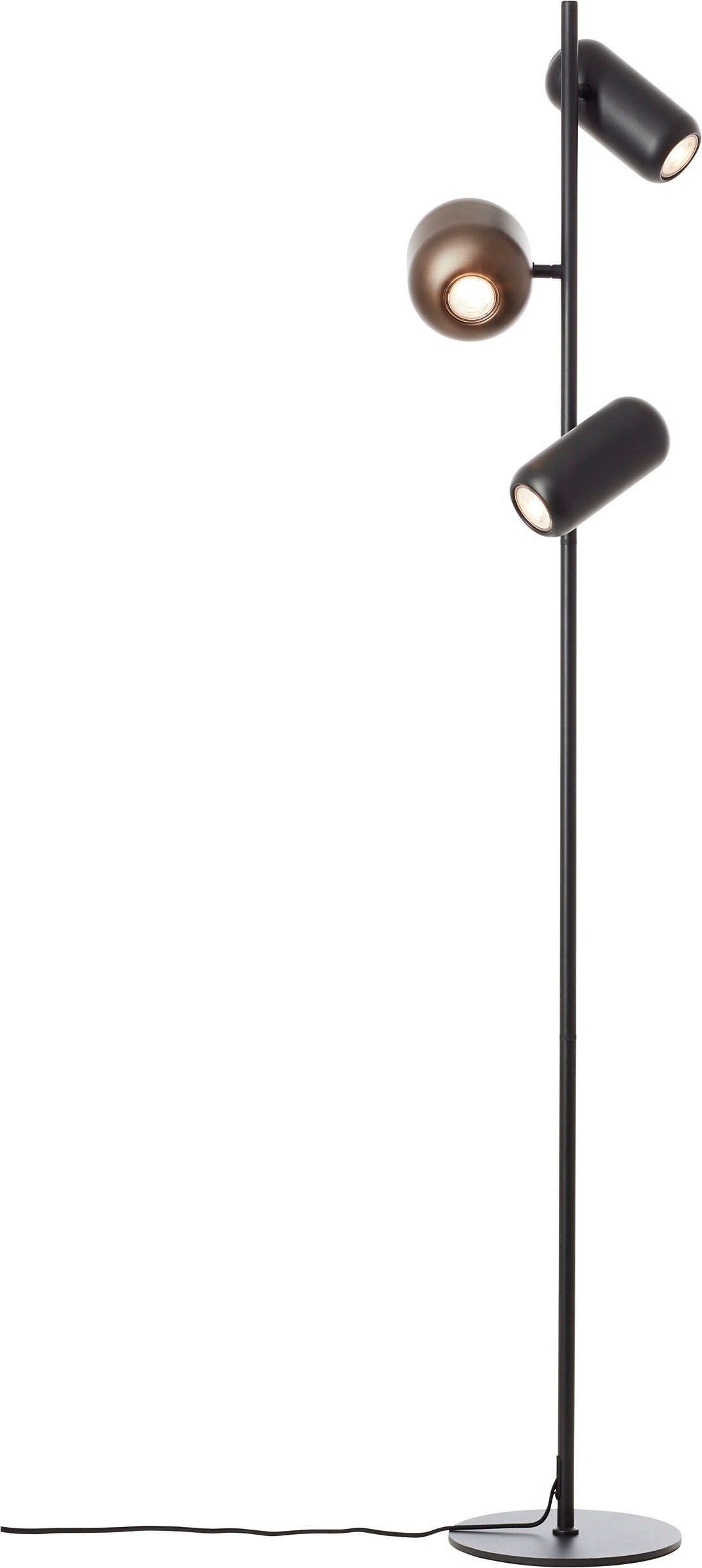 Brilliant Stehlampe »Jane« GU10 1 Stk. H 145 cm, 3x GU10 Fassung, schwenkbar, Metall, schwarz braun