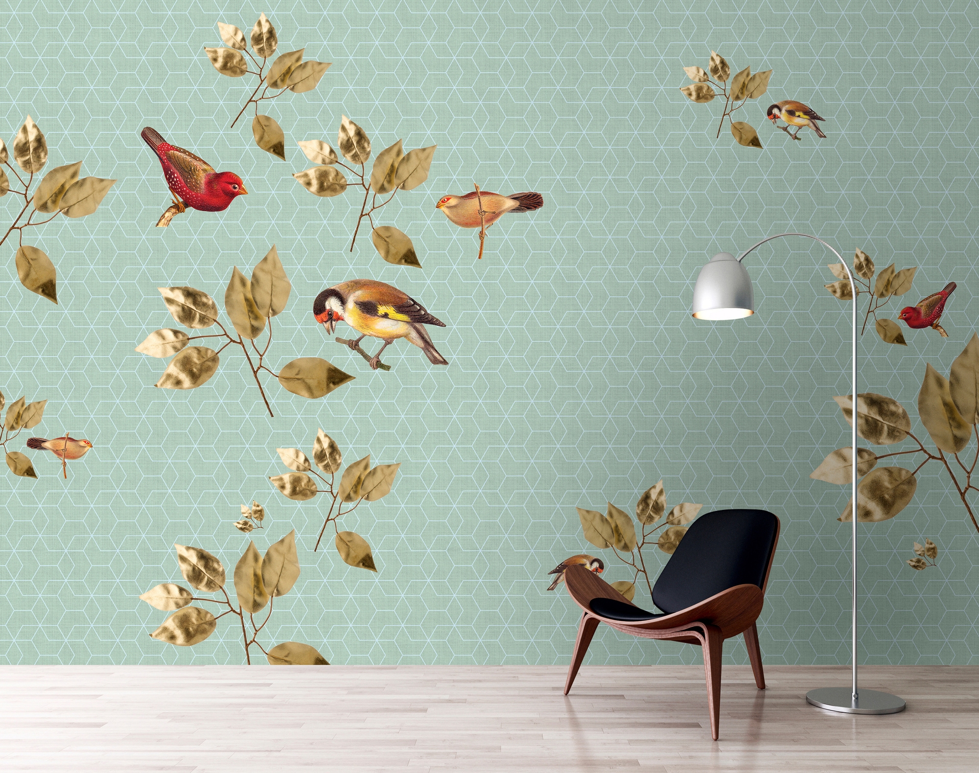 living walls Fototapete »Walls by Patel Brilliant Birds 2« glatt Vlies, Wand, Schräge
