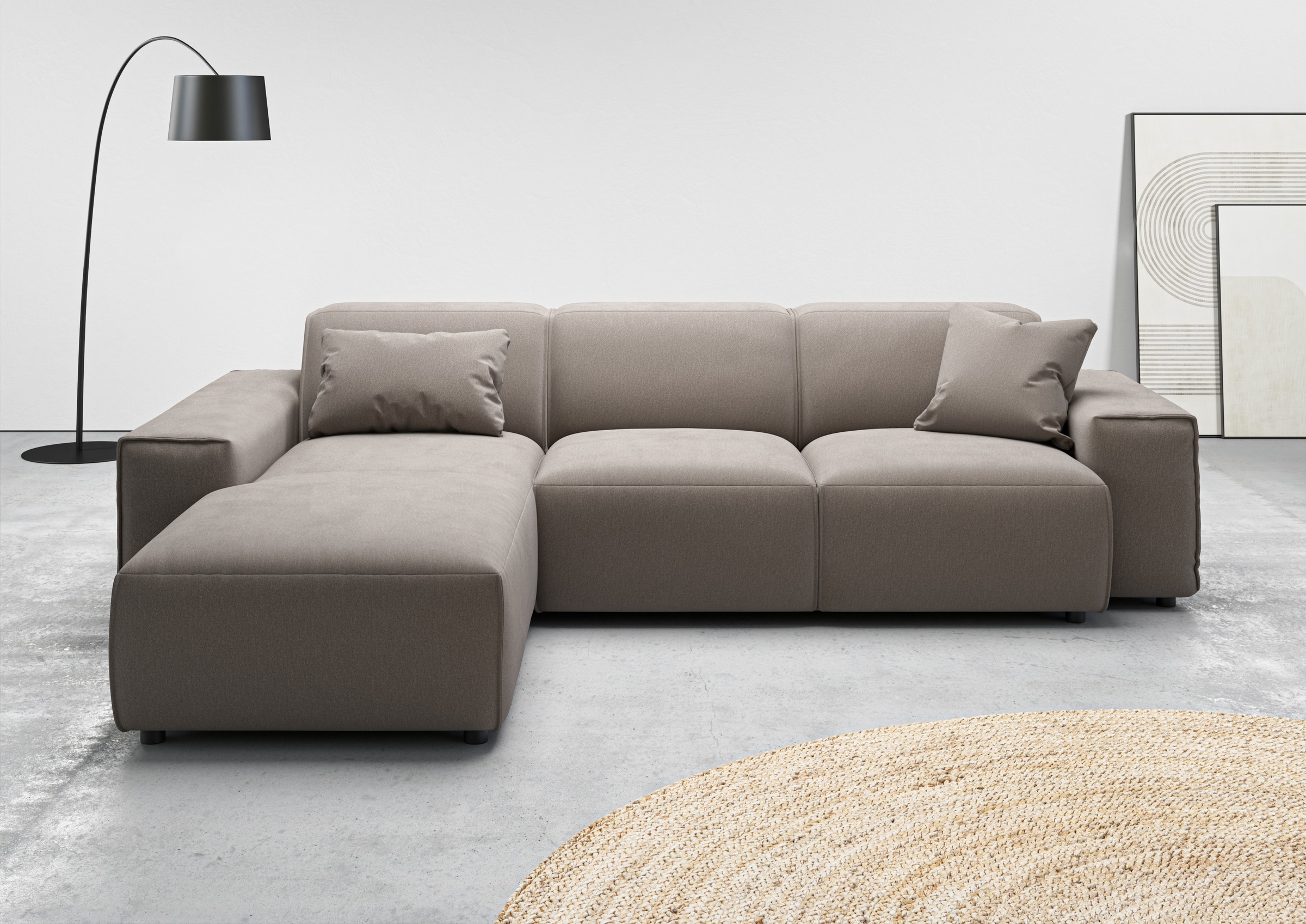 andas Ecksofa »Glimminge L-Form auch in Breitcord, Feincord + Easy care-Bezug,«, Breite 264, Zierkissen