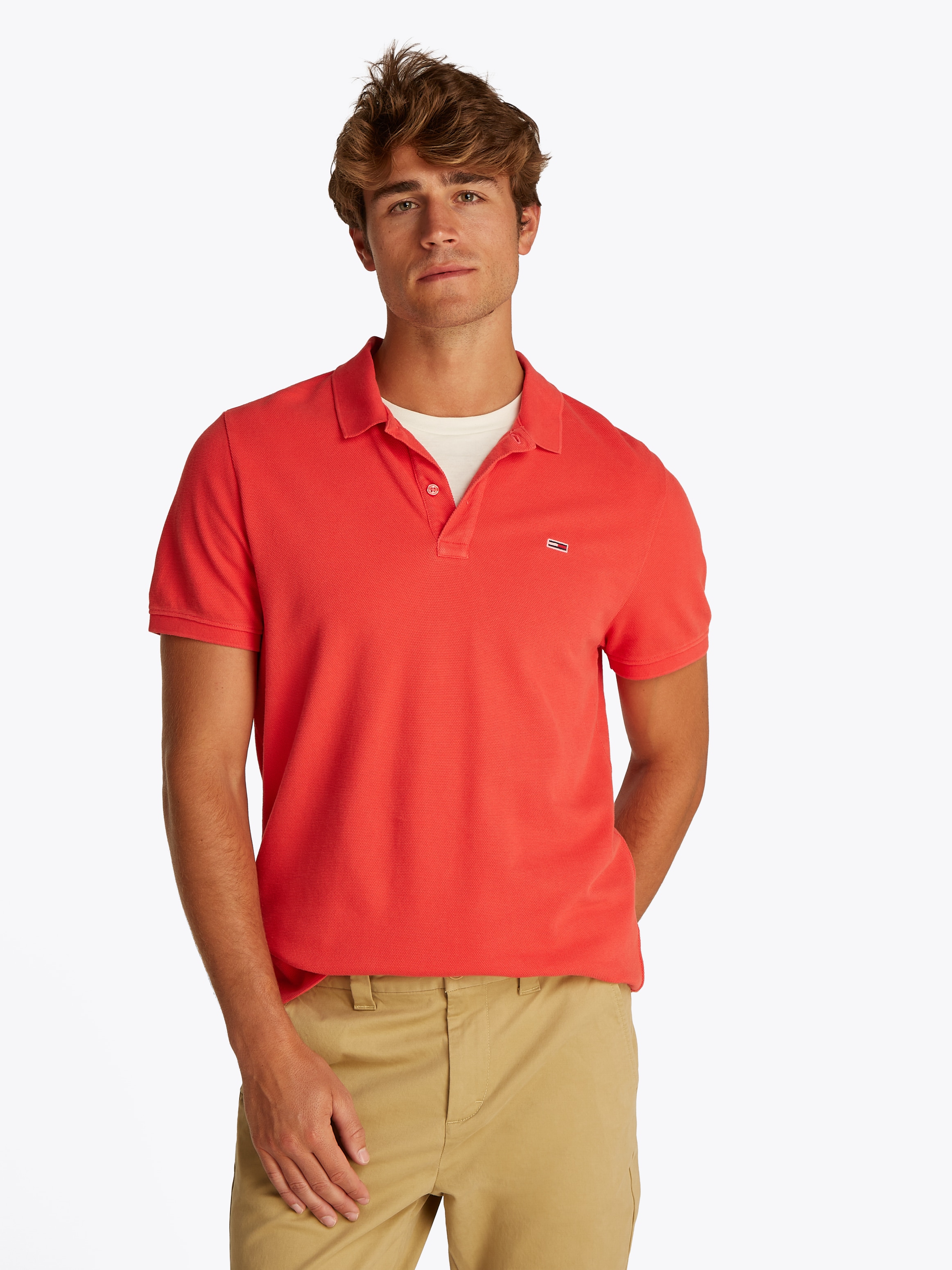 Tommy Jeans "TJM SLIM ESSENTIAL GD POLO SS" mit Logostickerei günstig online kaufen