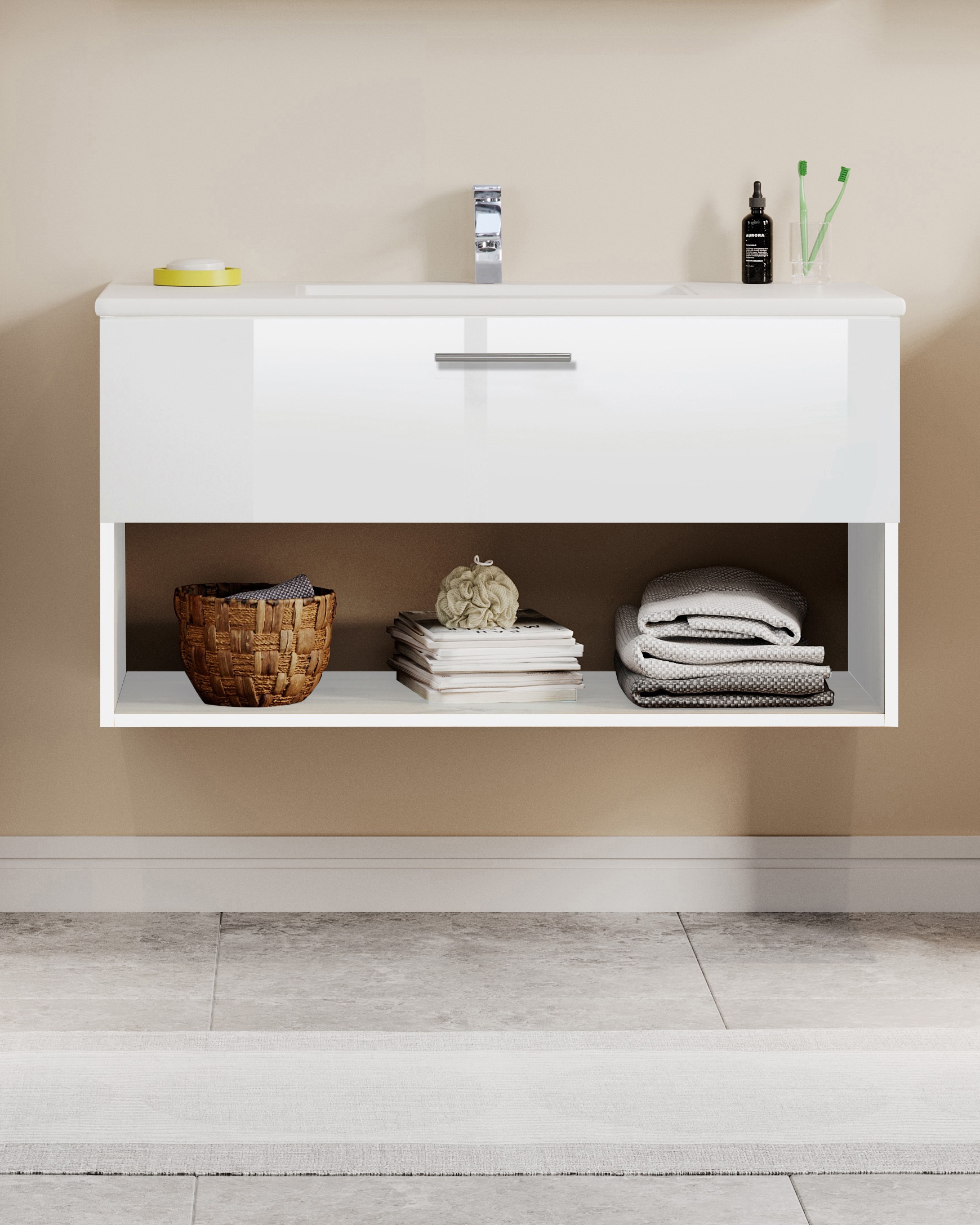 welltime Waschtisch "Trento Light mit Keramik-Auflagebecken", 1 Auzug und 1 günstig online kaufen