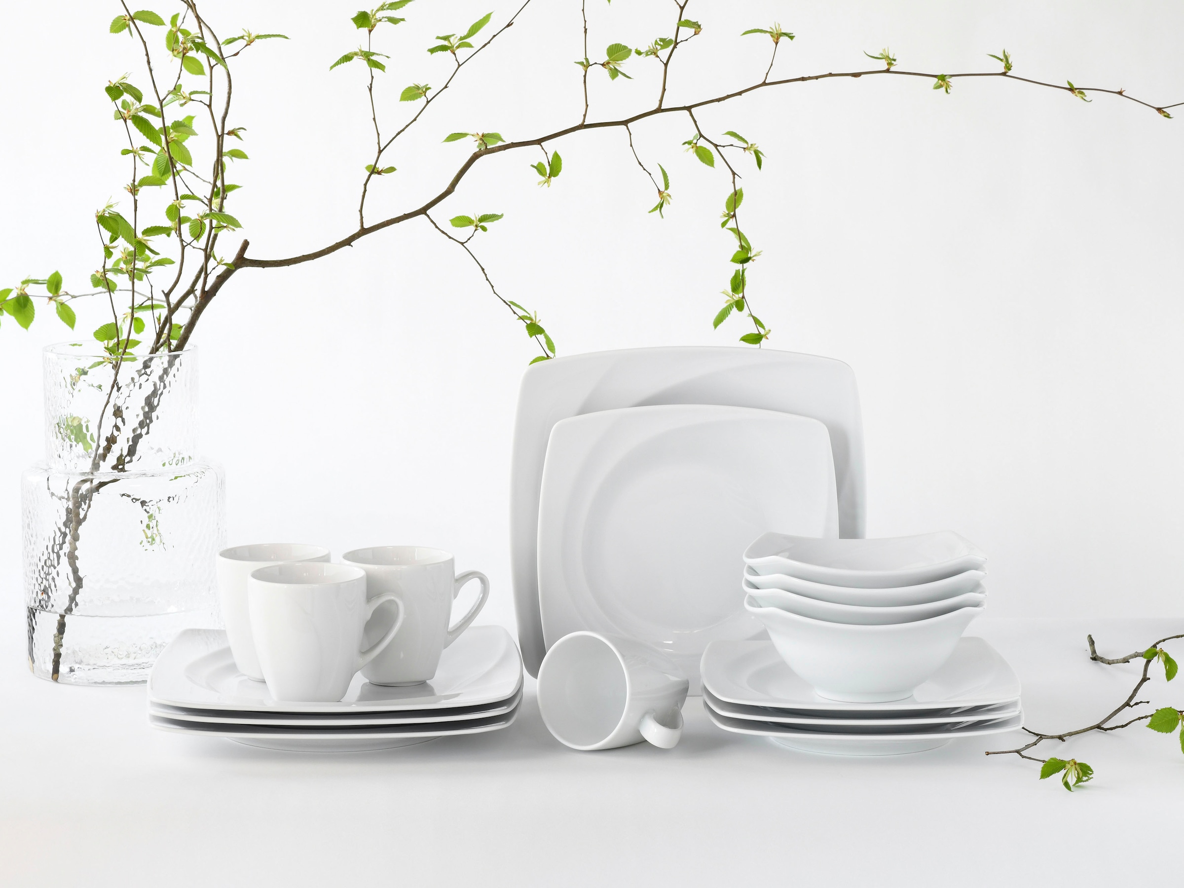 Tafelservice und CreaTable Service, (Set, 4 im Innenrelief, Celebration«, Teile, weiß, BAUR Personen), Set, Personen »Geschirr-Set ausdrucksstarkes Kaffeeservice 16 Kombiservice für für tlg., 16 | 4