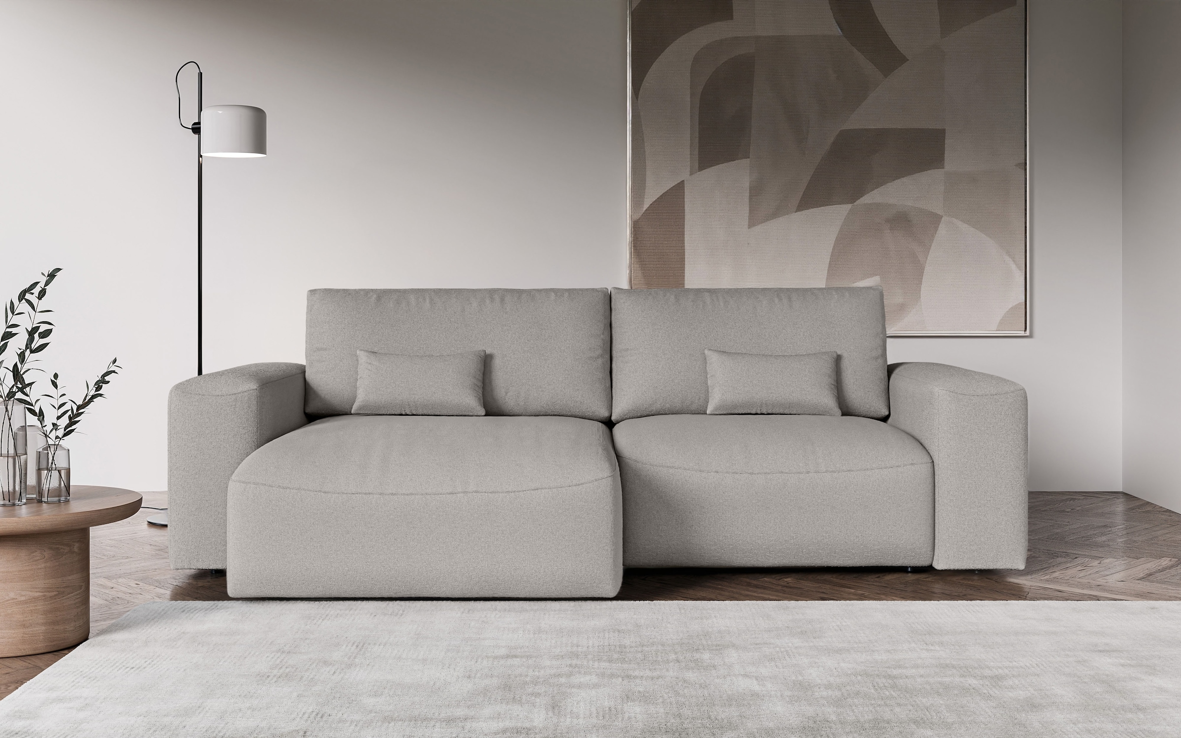 OTTO home Ecksofa »MATTS Schlafsofa mit Bettkasten, Maße B/T/H: 265/159/89 cm« L-Form mit Recamiere rechts oder links, hoher Sitzkomfort