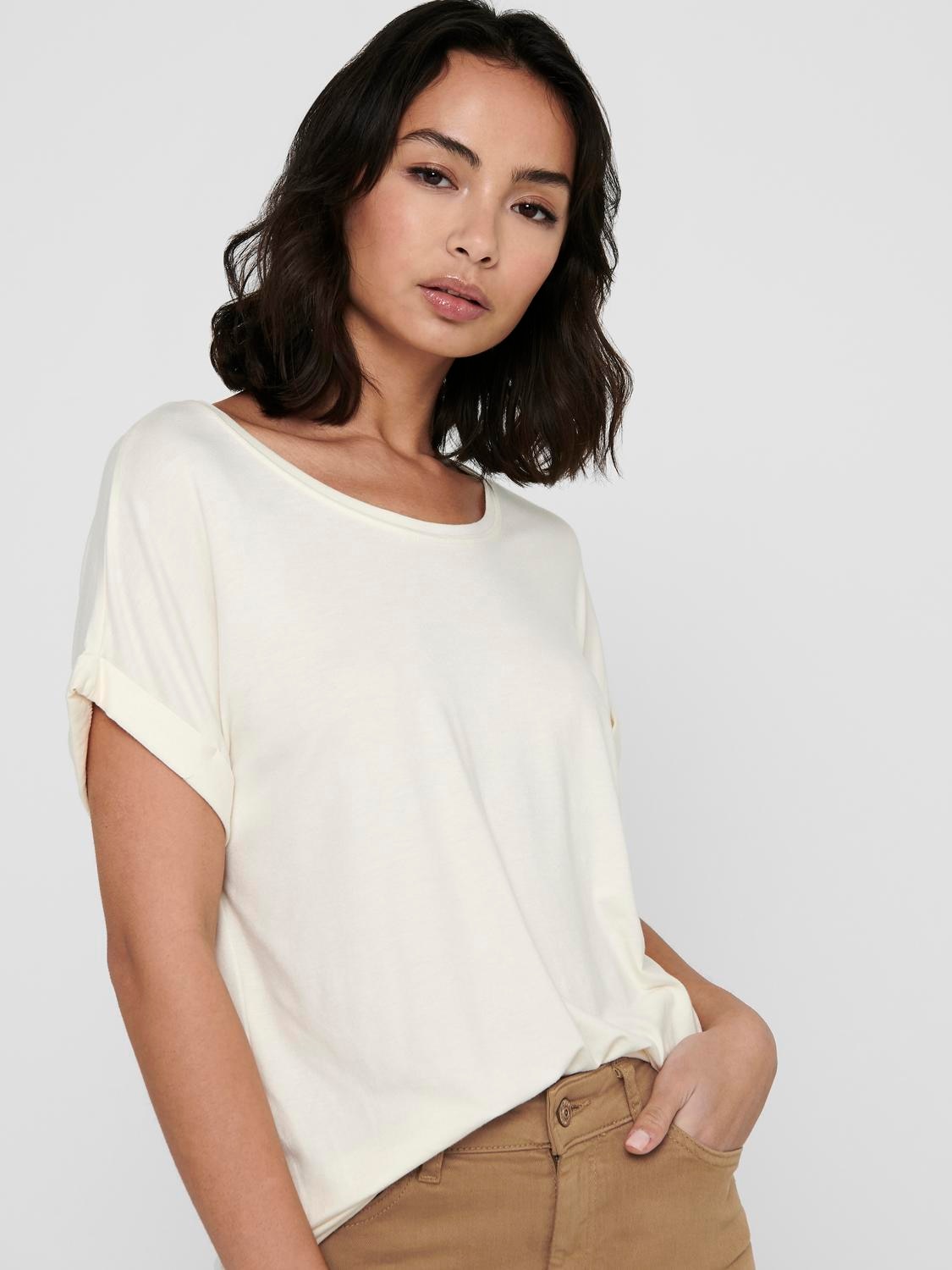 ONLY T-Shirt »ONLMOSTER – Kurzarmshirt mit Aufschlag und klassischem Look«, unifarben, casual, regular fit, Viskosemischung, Rundhals