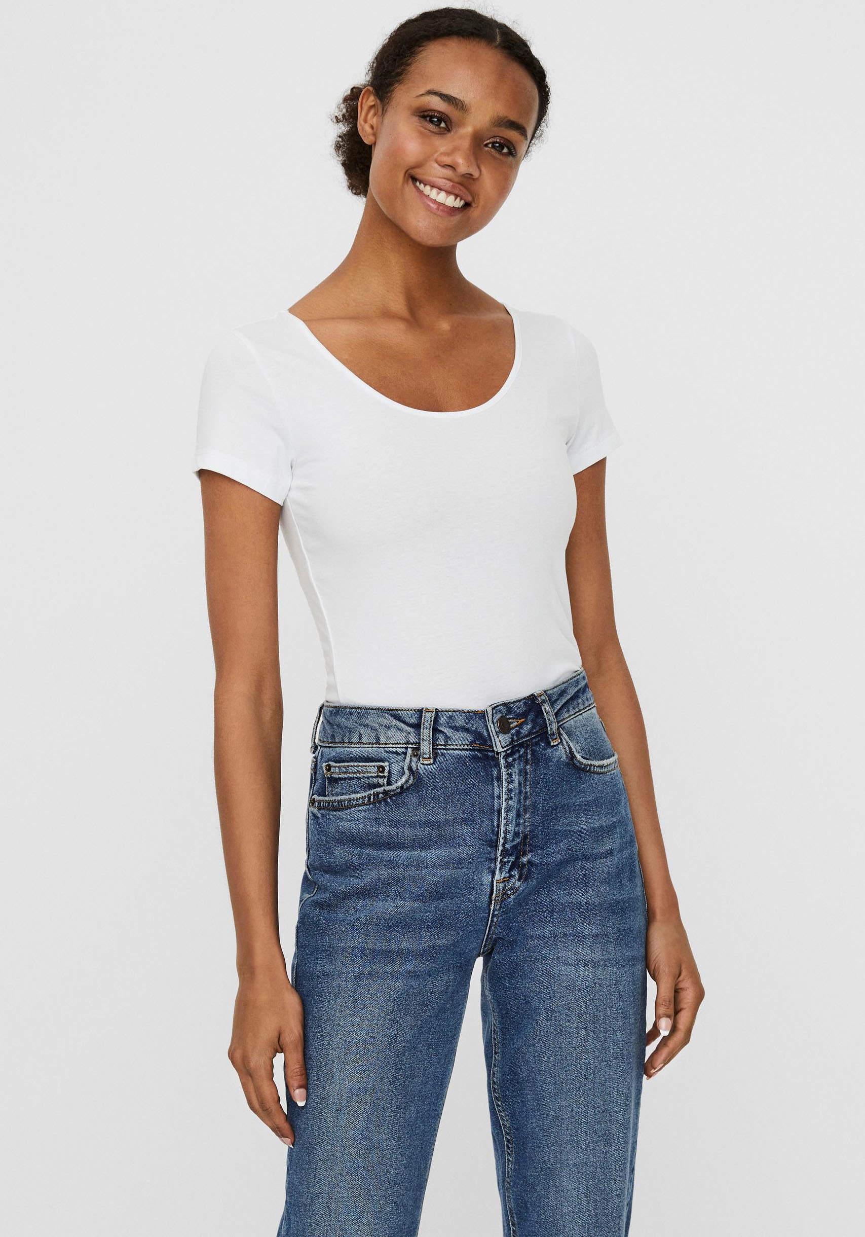 Vero Moda Rundhalsshirt "VMMAXI MY SOFT SS U-NECK"