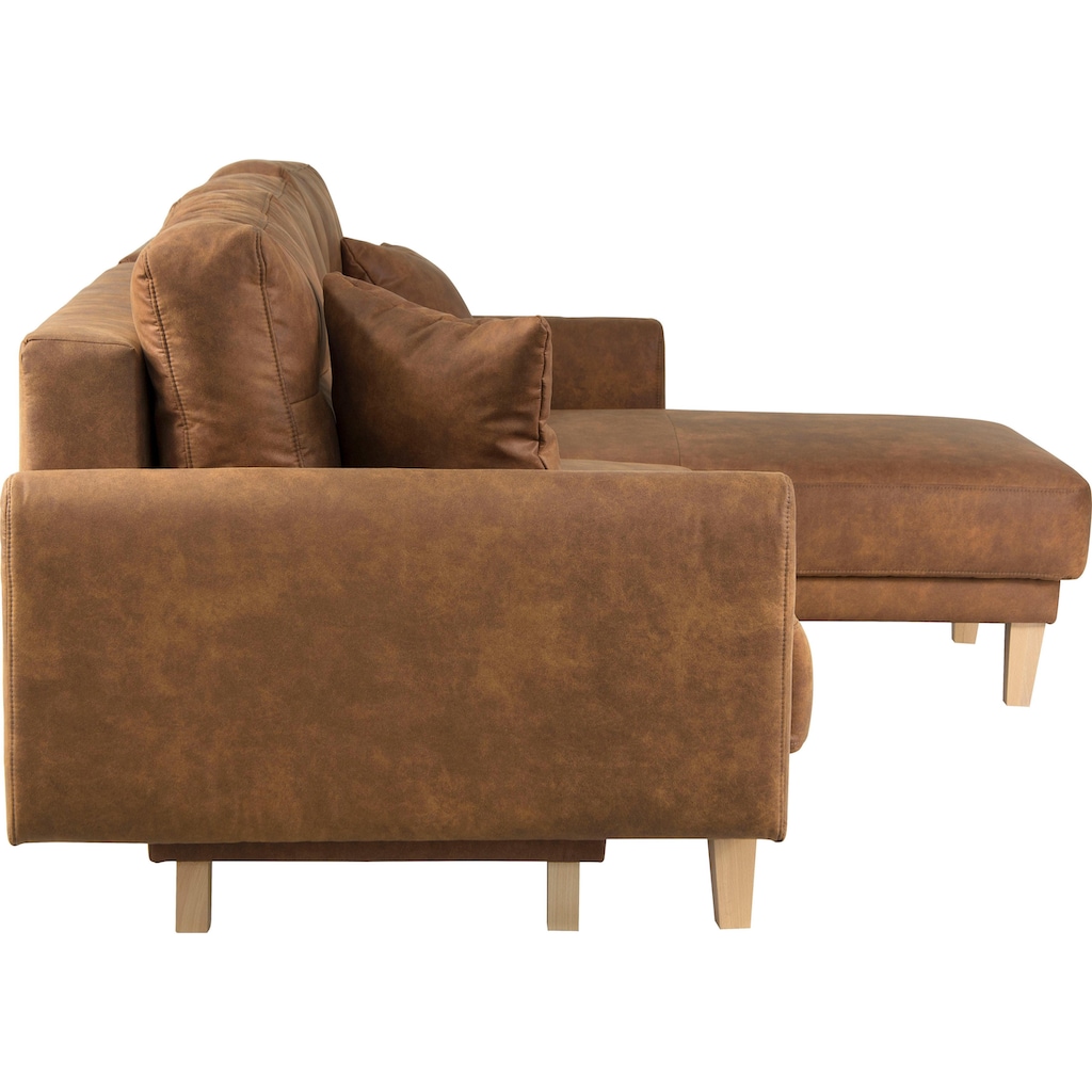 Home affaire Ecksofa »Triplo, Zierkissen, Schlaffunktion, B/T/H: 234/164/89 cm, L-Form«