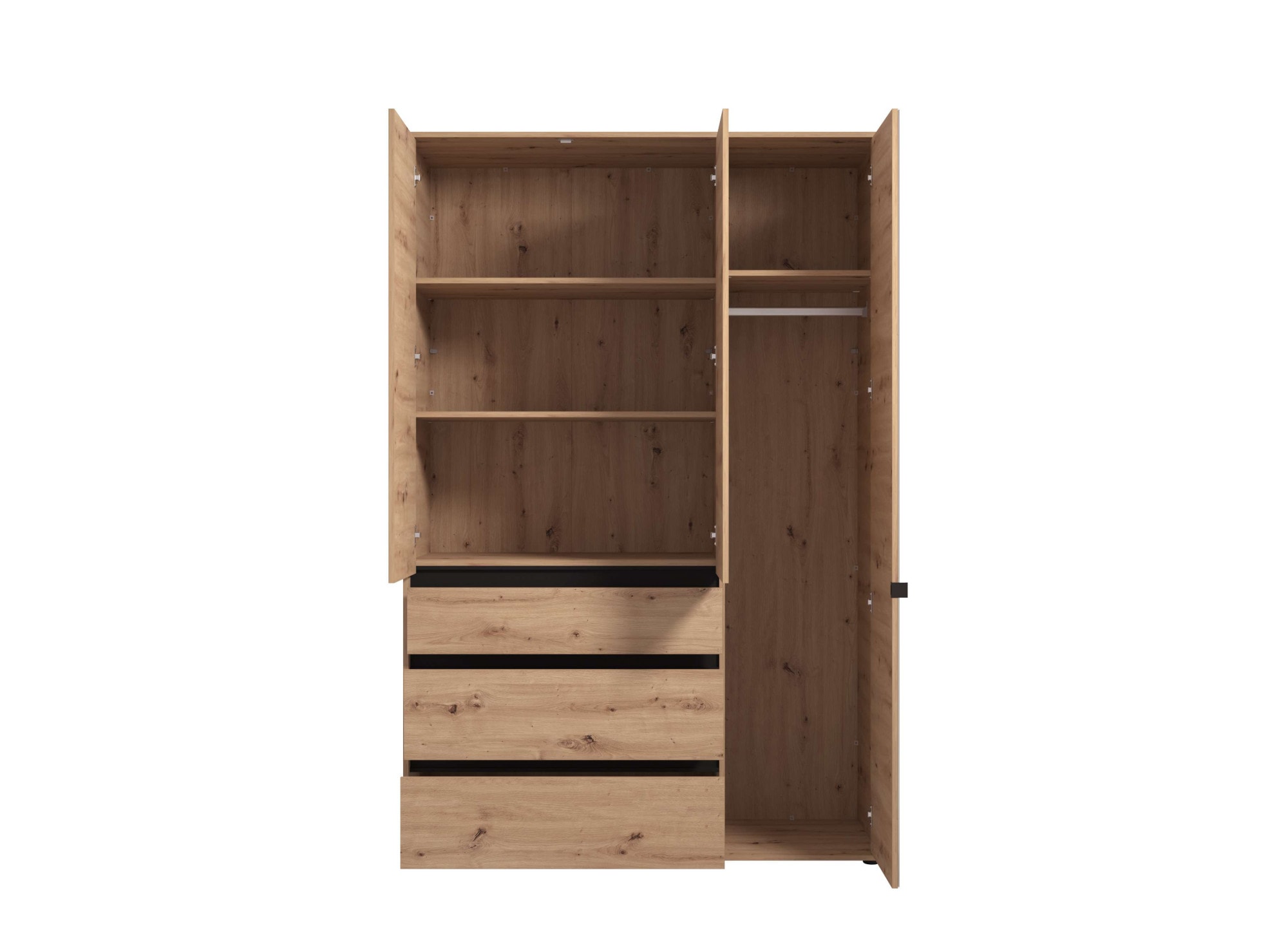 INOSIGN Kleiderschrank »Corbett, grifflose Optik, FSC-zertifziert, Made in Europe«, (138 oder 182,5cm breit, 211cm hoch und 54,5cm tief), mit Spiegel, 3 Schubladen und Innenausstattung