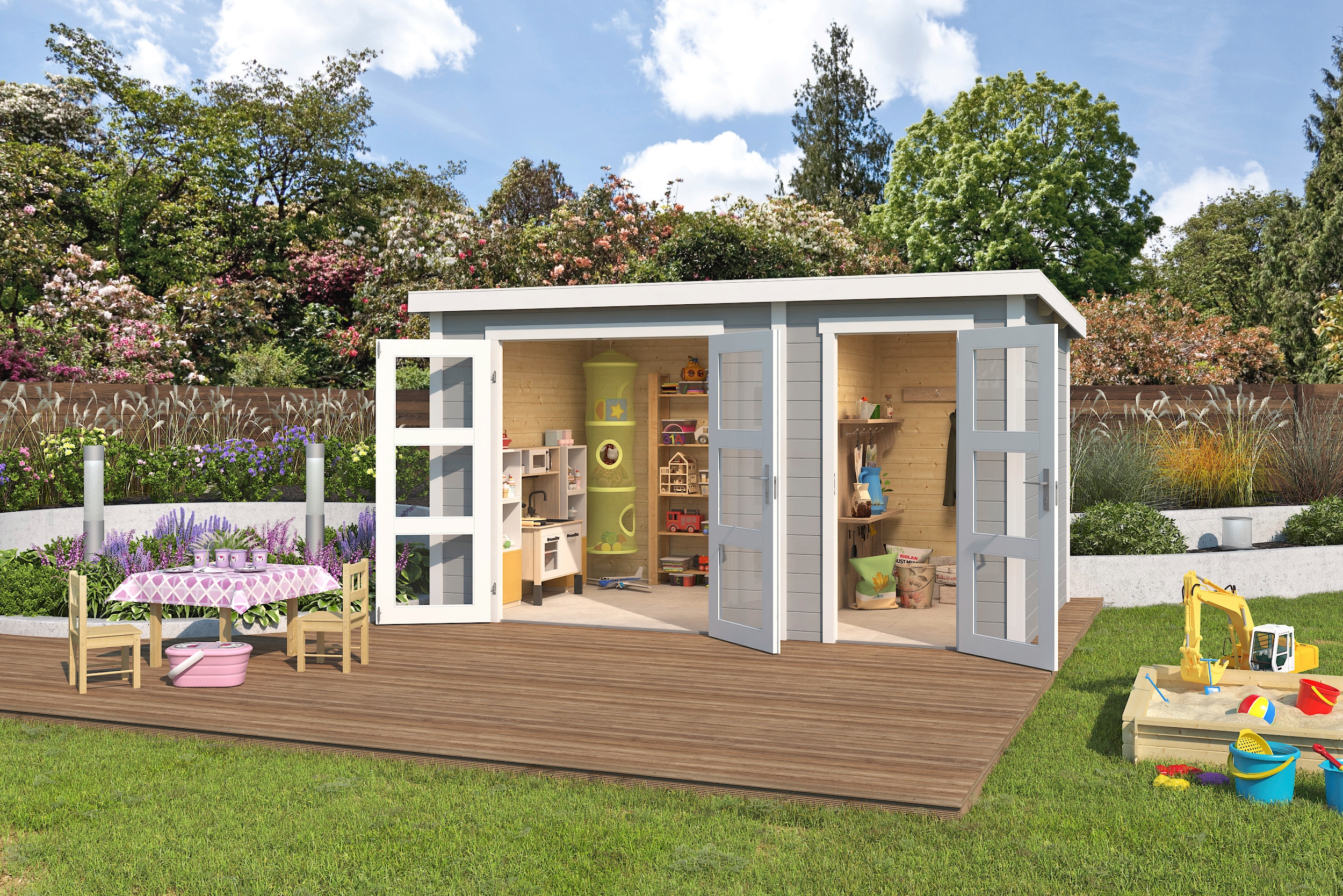 LASITA MAJA Gartenhaus "Zambezi XL" Blockbohlenhaus 28mm 2-Raum