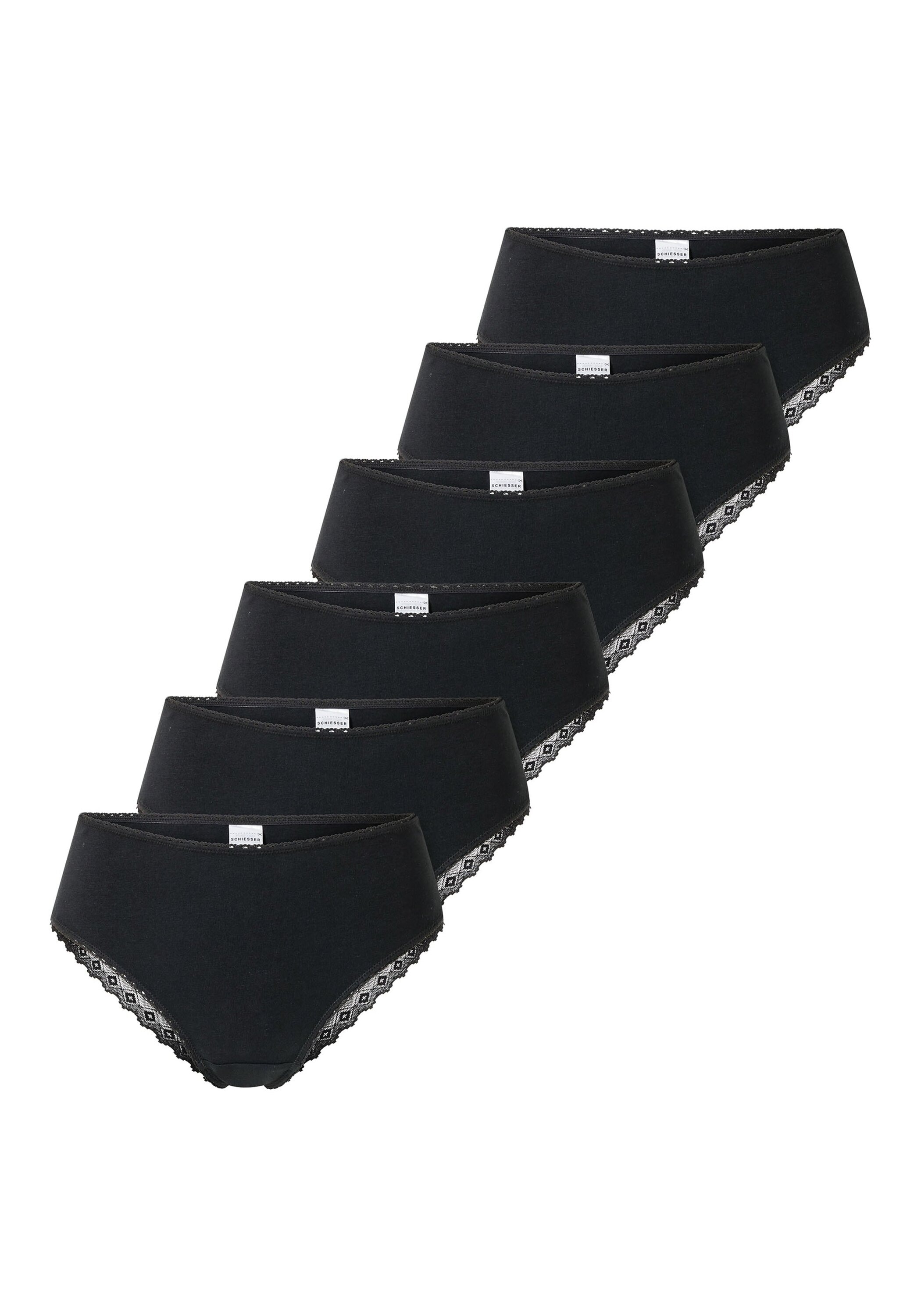 SCHIESSER Damen Slip "Slip 6er Pack", Gr. Lschwarz, Obermaterial: 95% Baumwolle CO. 5% Elasthan EL., Unterhosen