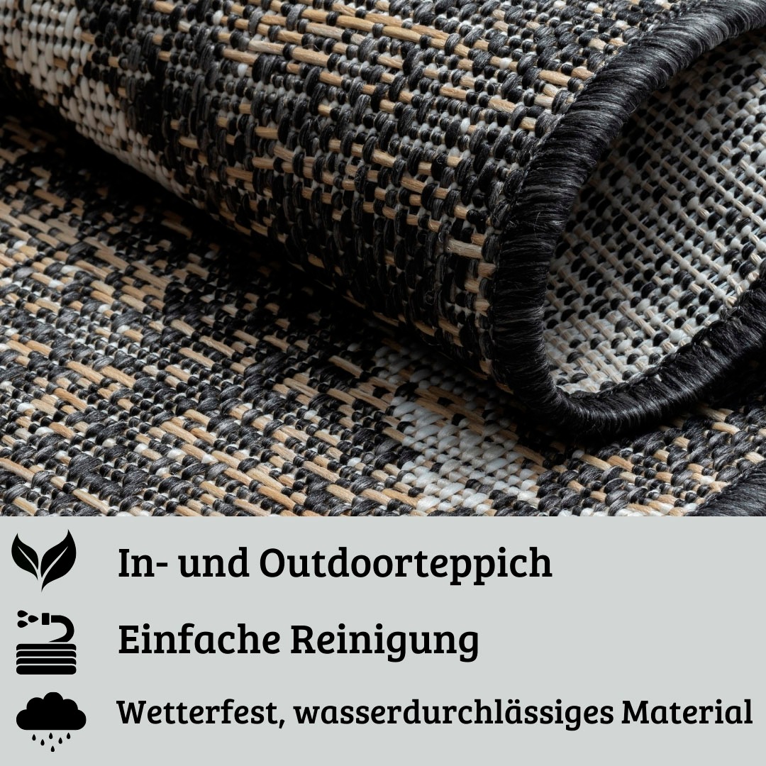 my home Teppich »Sorren Lagerräumung«, rechteckig, 8 mm Höhe, Rauten Muster, In- und Outdoor geeignet, Terrasse & Balkon