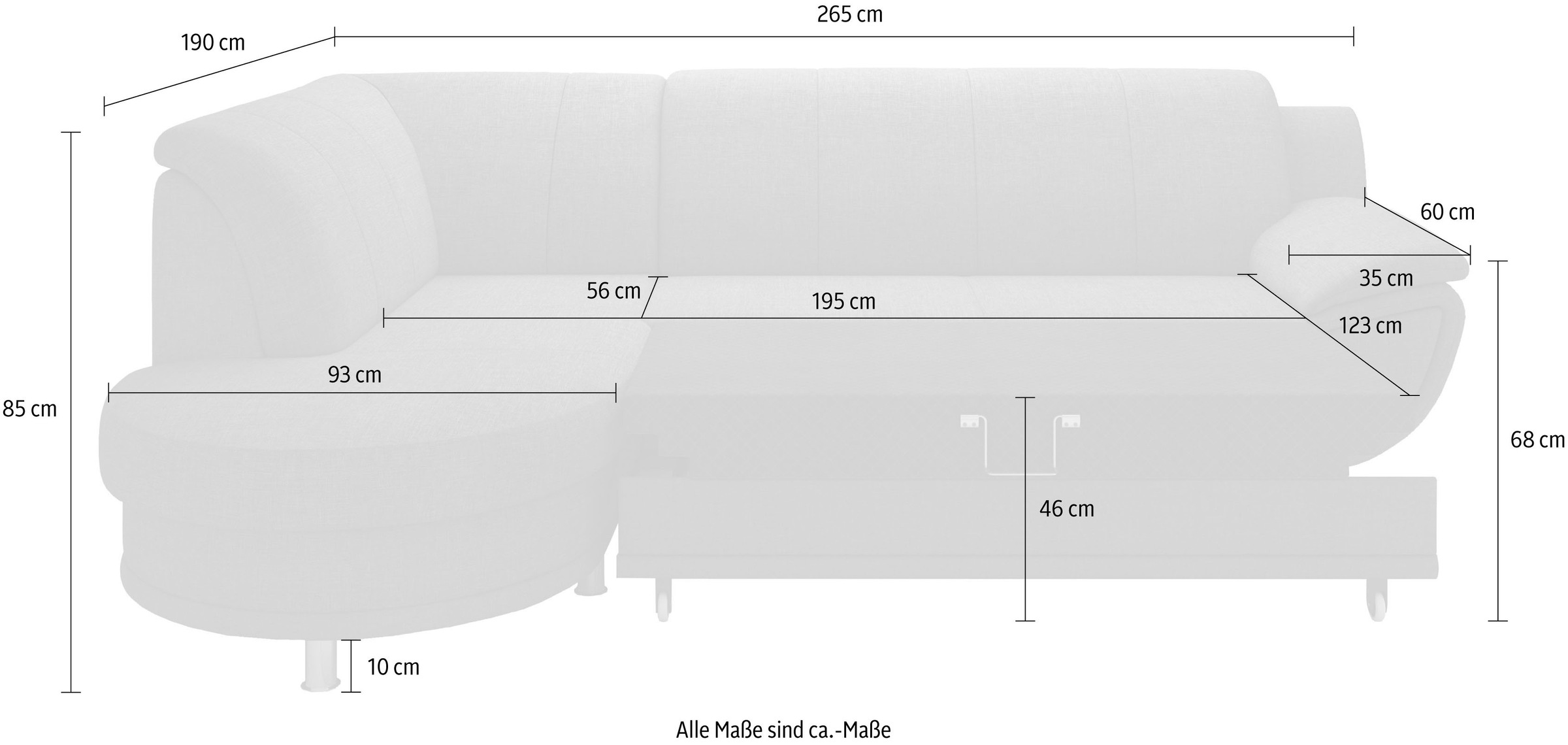 TRENDMANUFAKTUR Ecksofa »Rondo, zeitlos und elegant, bequem, L-Form«, wahlweise mit Federkern, wahlweise mit Bettfunktion