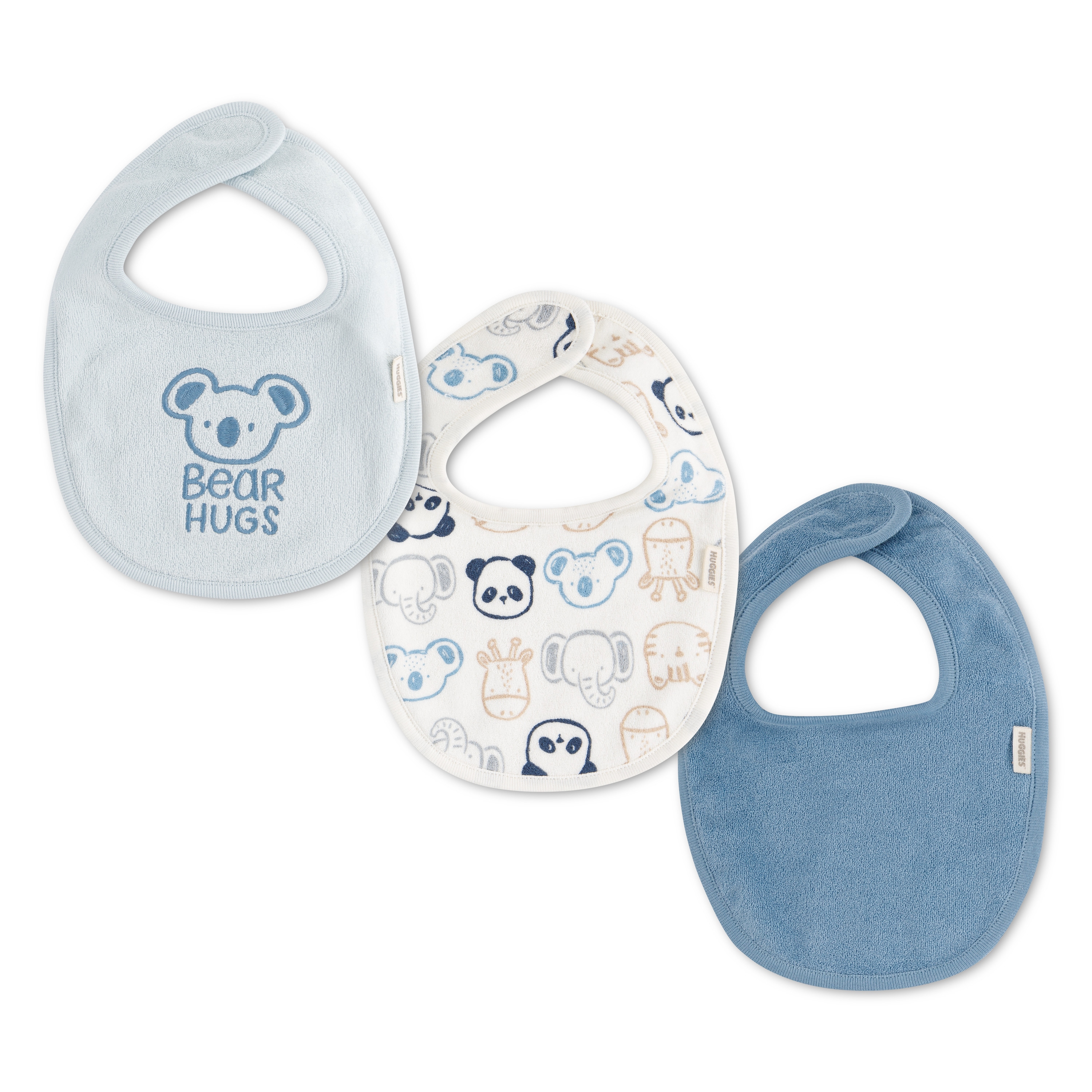 HUGGIES babywear Lätzchen "HGHB 3PK BIBS" Packung, 3 Stk. tlg. mit Bärchenprint und Klettverschluß