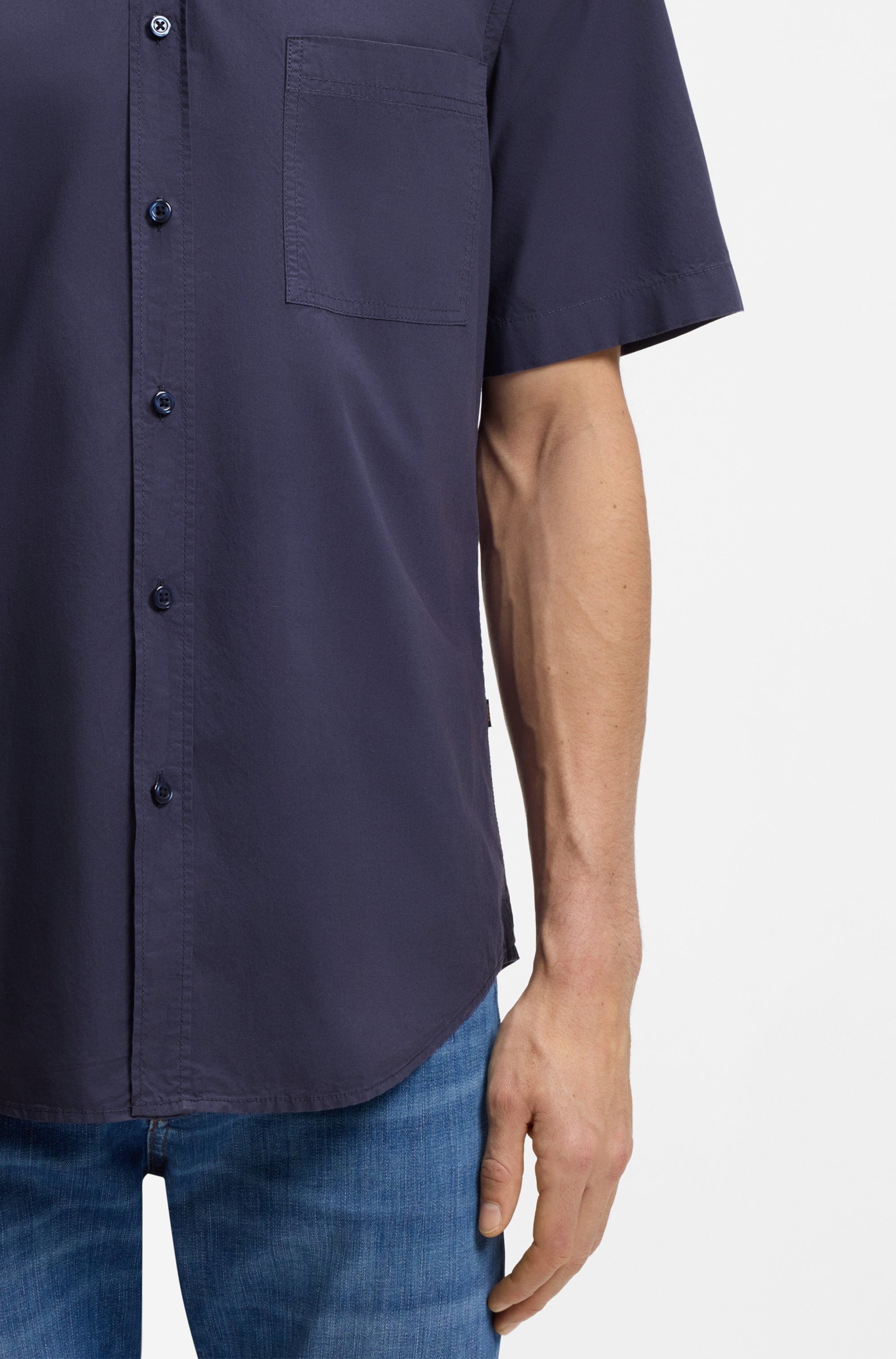 BOSS ORANGE Kurzarmhemd Regular Fit, Kentkragen, Kurzarm
