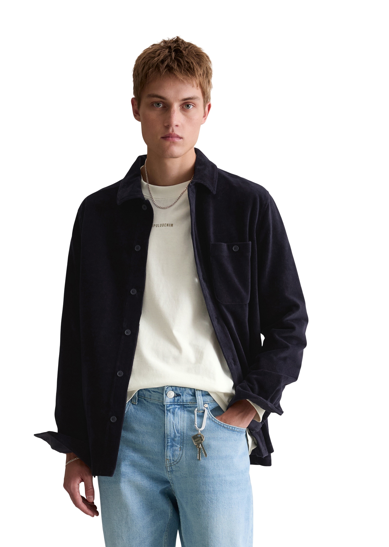 Marc OPolo DENIM Langarmshirt aus softem Frottee-Cord, relaxed fit, Kentkra günstig online kaufen