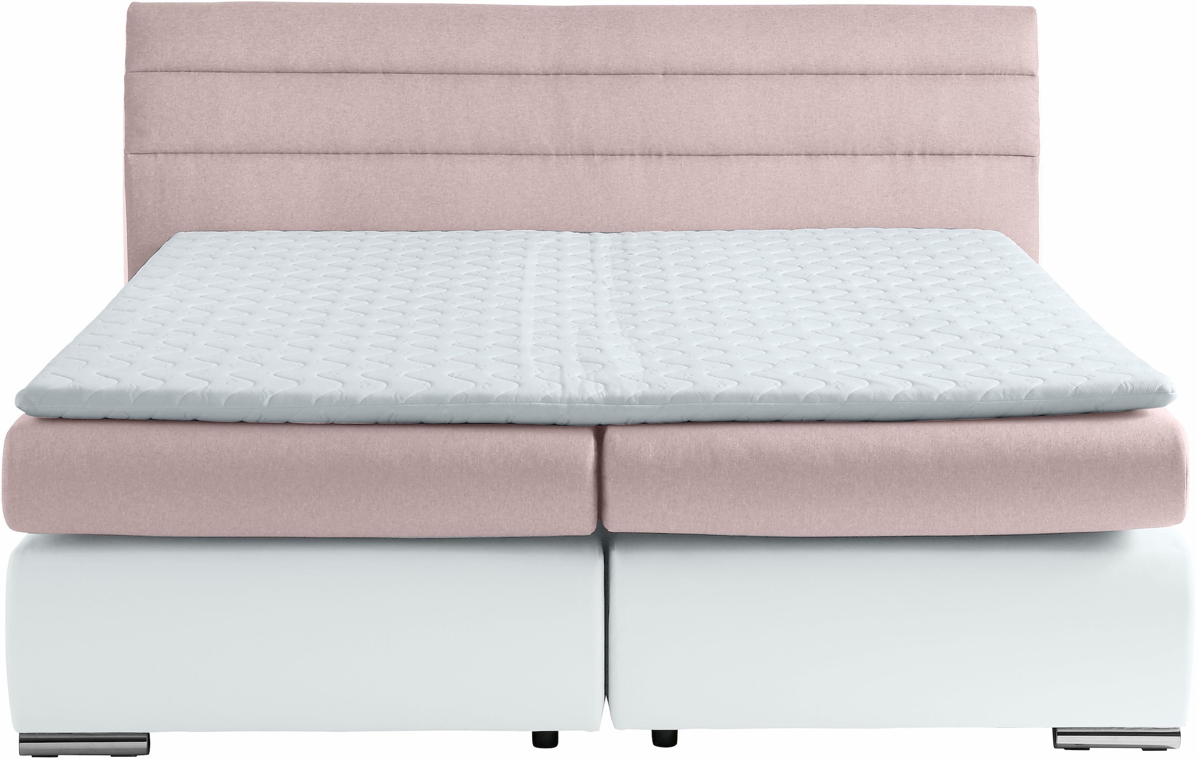 Places of Style Boxspringbett »Luna«, in Struktur-/Kunstleder-Mix, Überlänge 220 cm, bis zu 3 Härtegrade