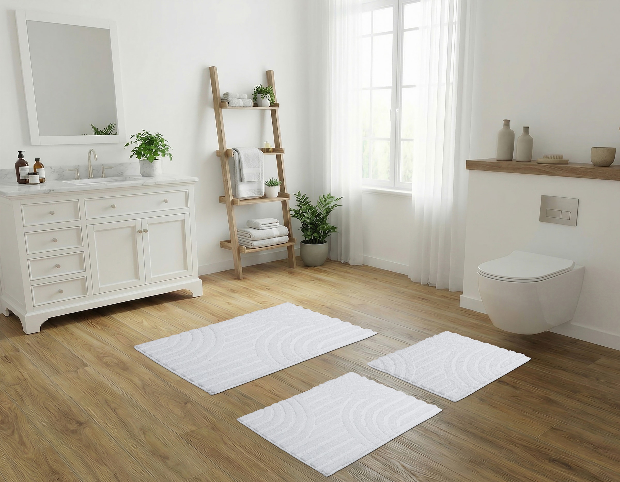 OTTO home Badematte »Regona Scandi, Badvorleger, Badezimmer Teppich, Duschvorleger« Höhe 10 mm rutschhemmend beschichtet strapazierfähig Badteppich, Uni Farben, Hoch-Tief-Effekt, modernes Muster, Zen