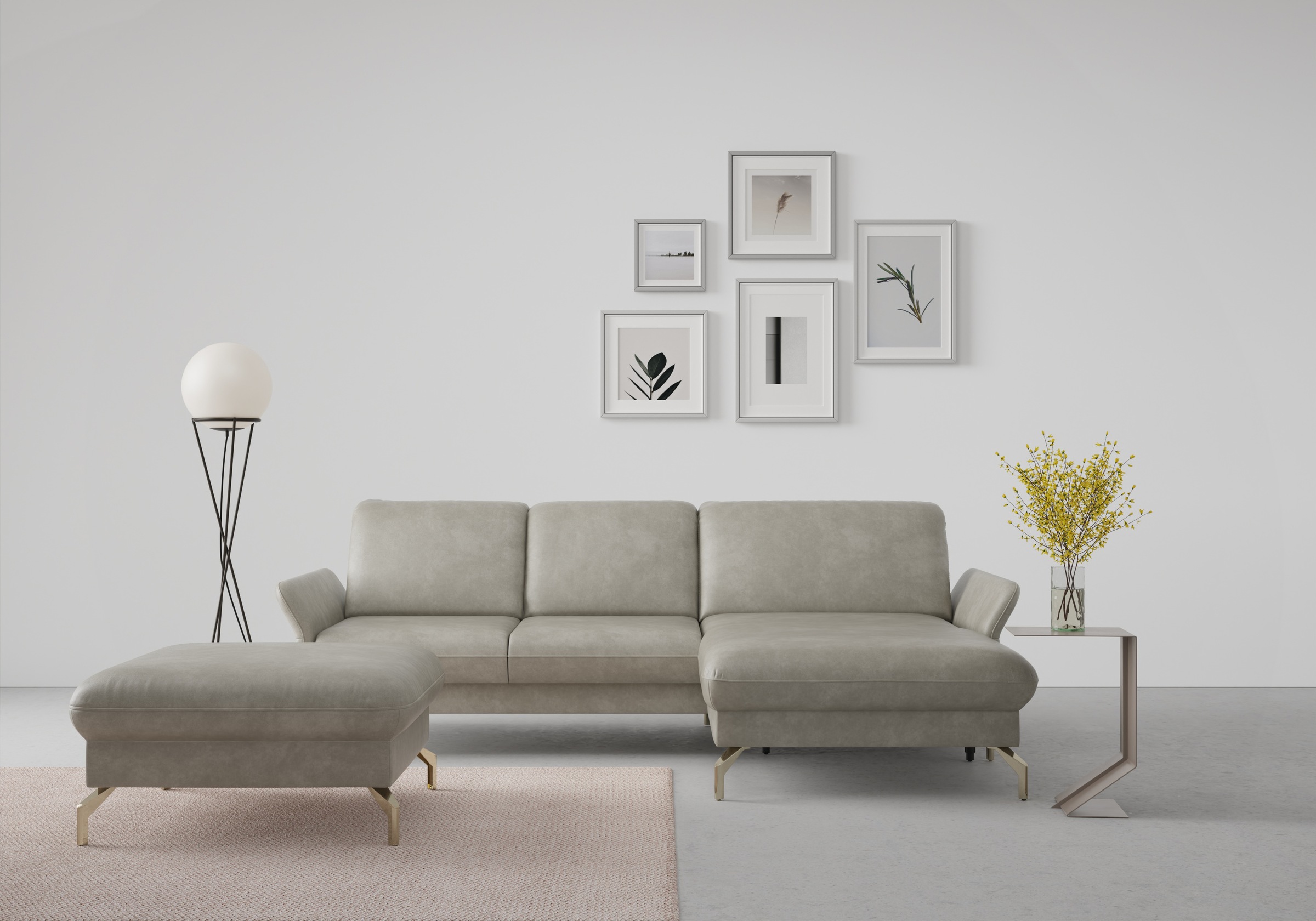 sit&more Ecksofa "Fashion L-Form" wahlweise mit Kopfteilverstellung, Vorziehsitz, motorisch, Nickelfüße