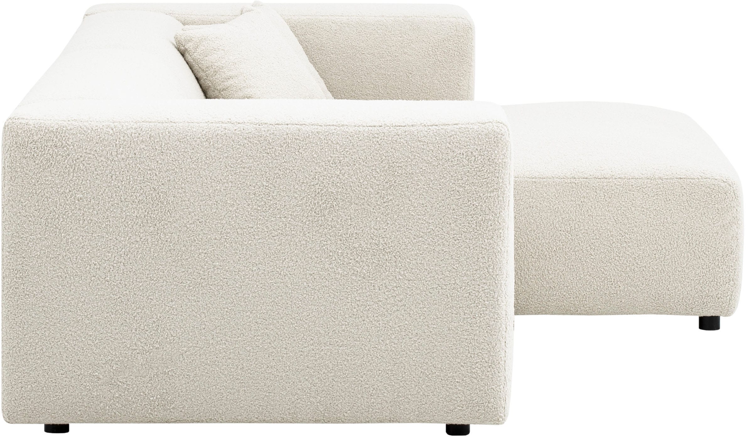andas Ecksofa »BAKELS, L-Form in Cord oder Boucle-Stoff, moderne Couch«, wahlweise Recamiere rechts/links, bequemer Sitzkomfort