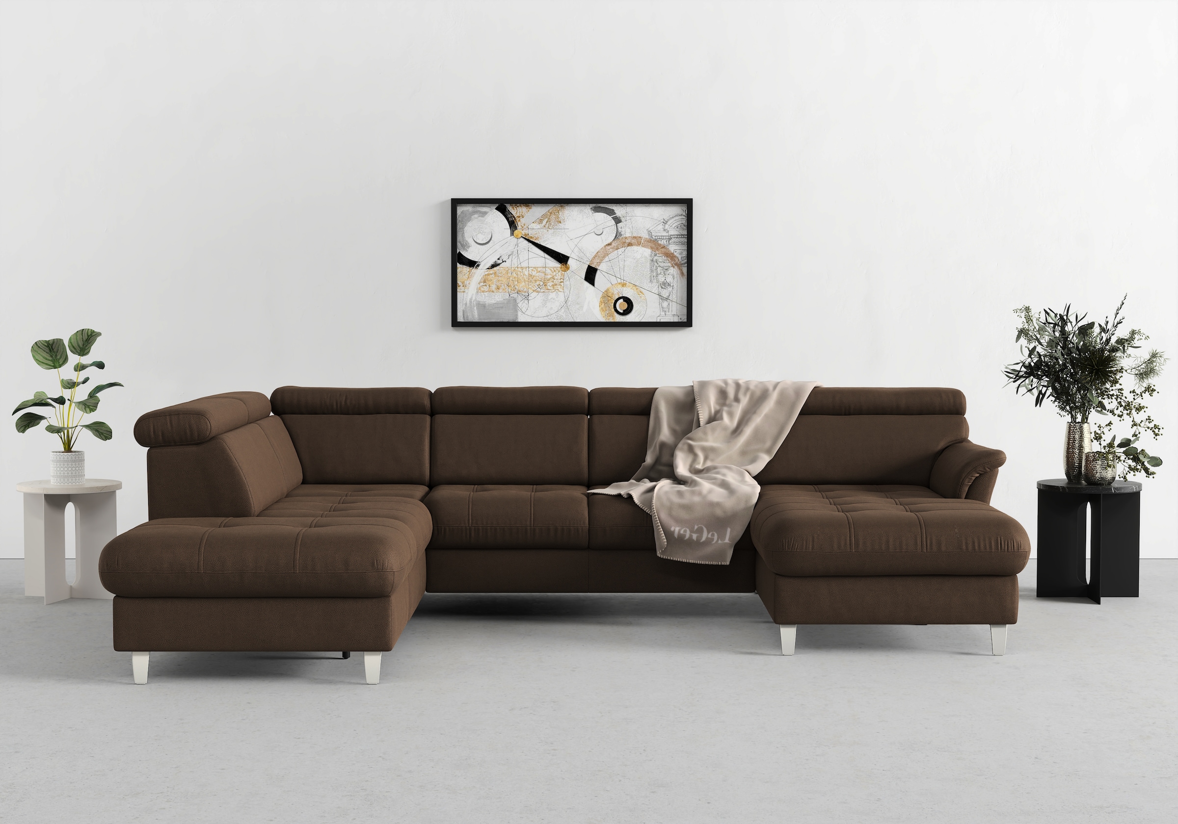 sit&more Wohnlandschaft "Marano U-Form" inklusive Kopfteilverstellung, optional Schlaffunktion & Bettkasten