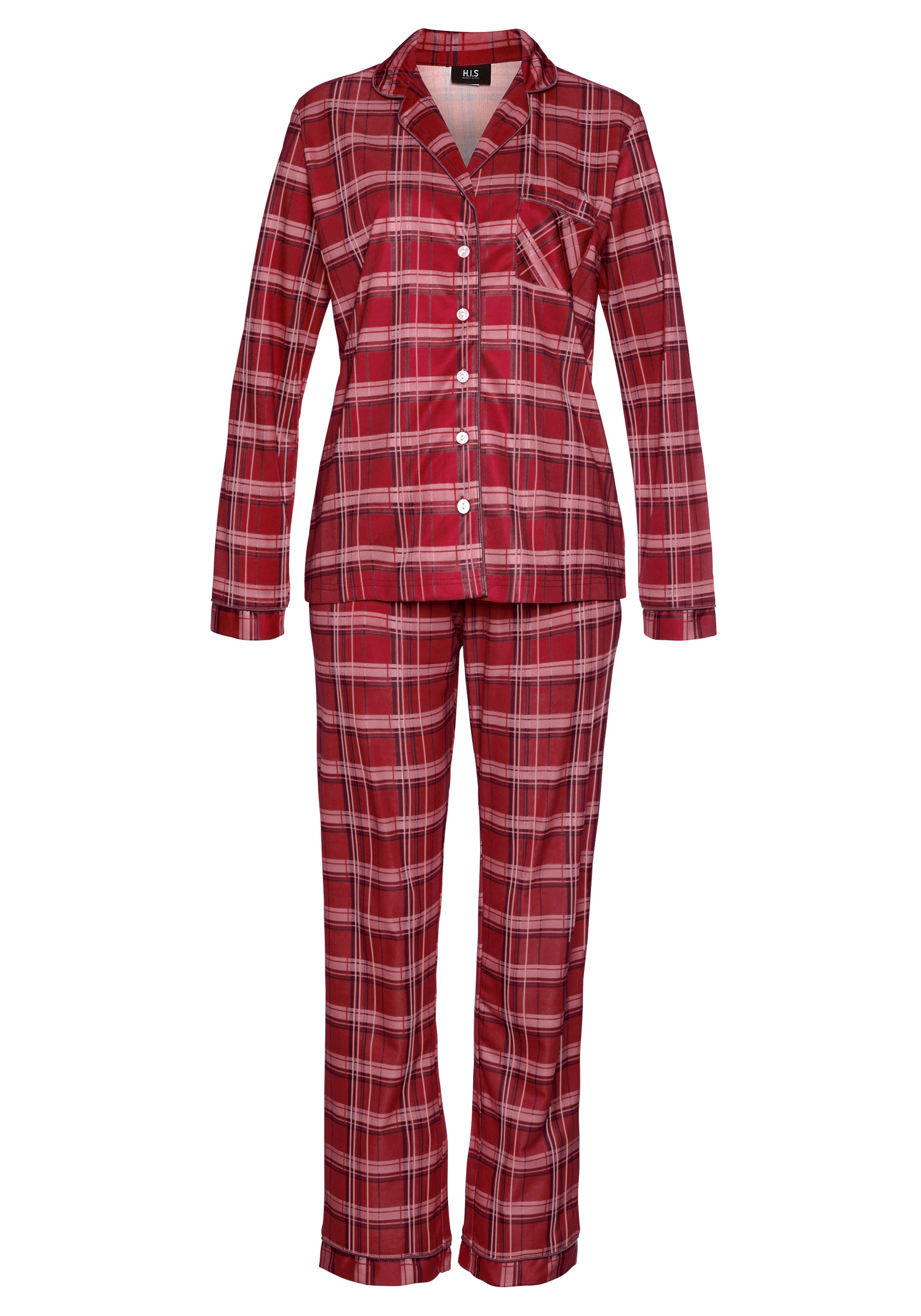 H.I.S Pyjama Set, 2 Stk. tlg., aus Flanell mit Allover-Karomuster günstig online kaufen