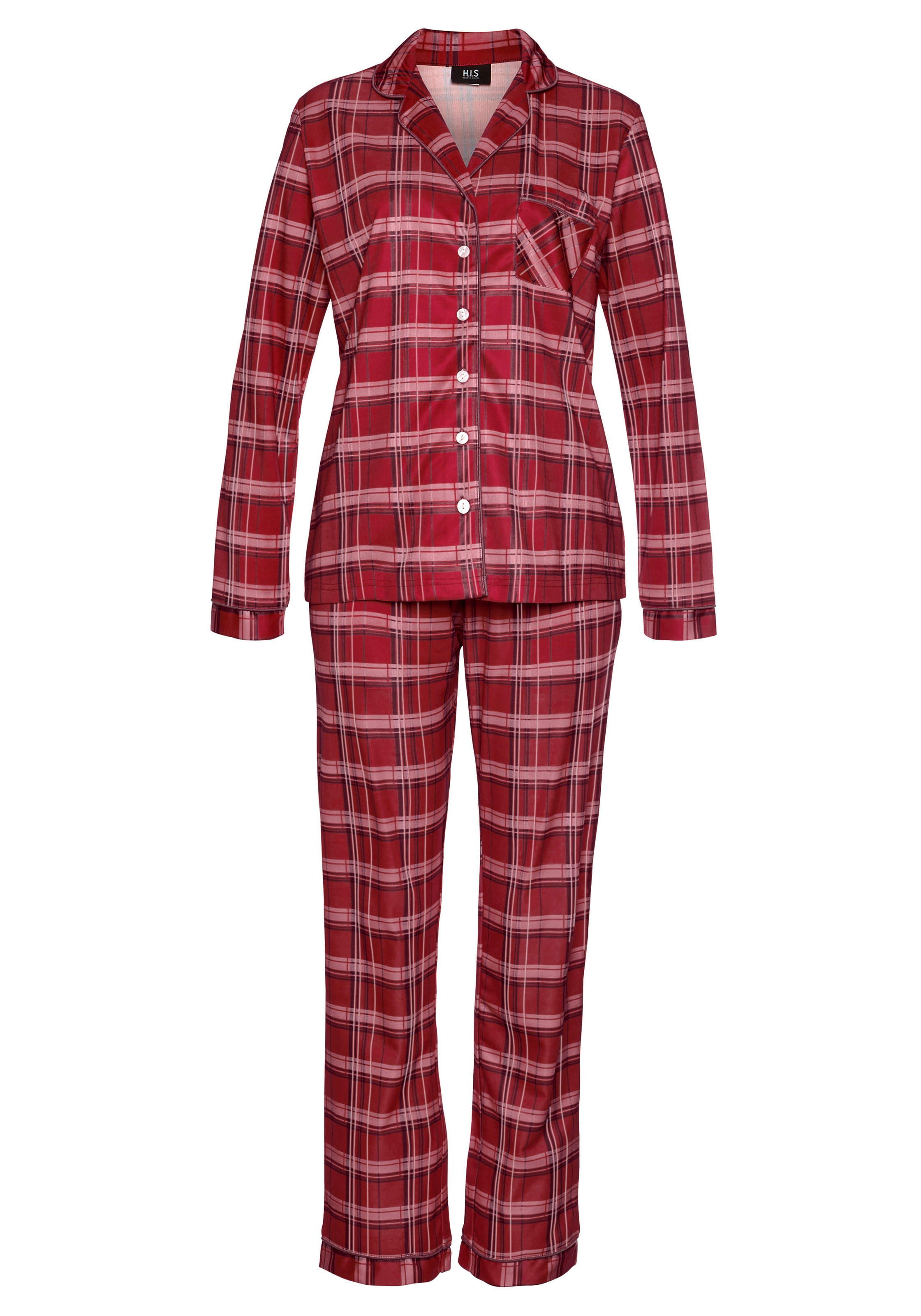 H.I.S Pyjama, (Set, 2 tlg.), aus Flanell mit Allover-Karomuster günstig online kaufen