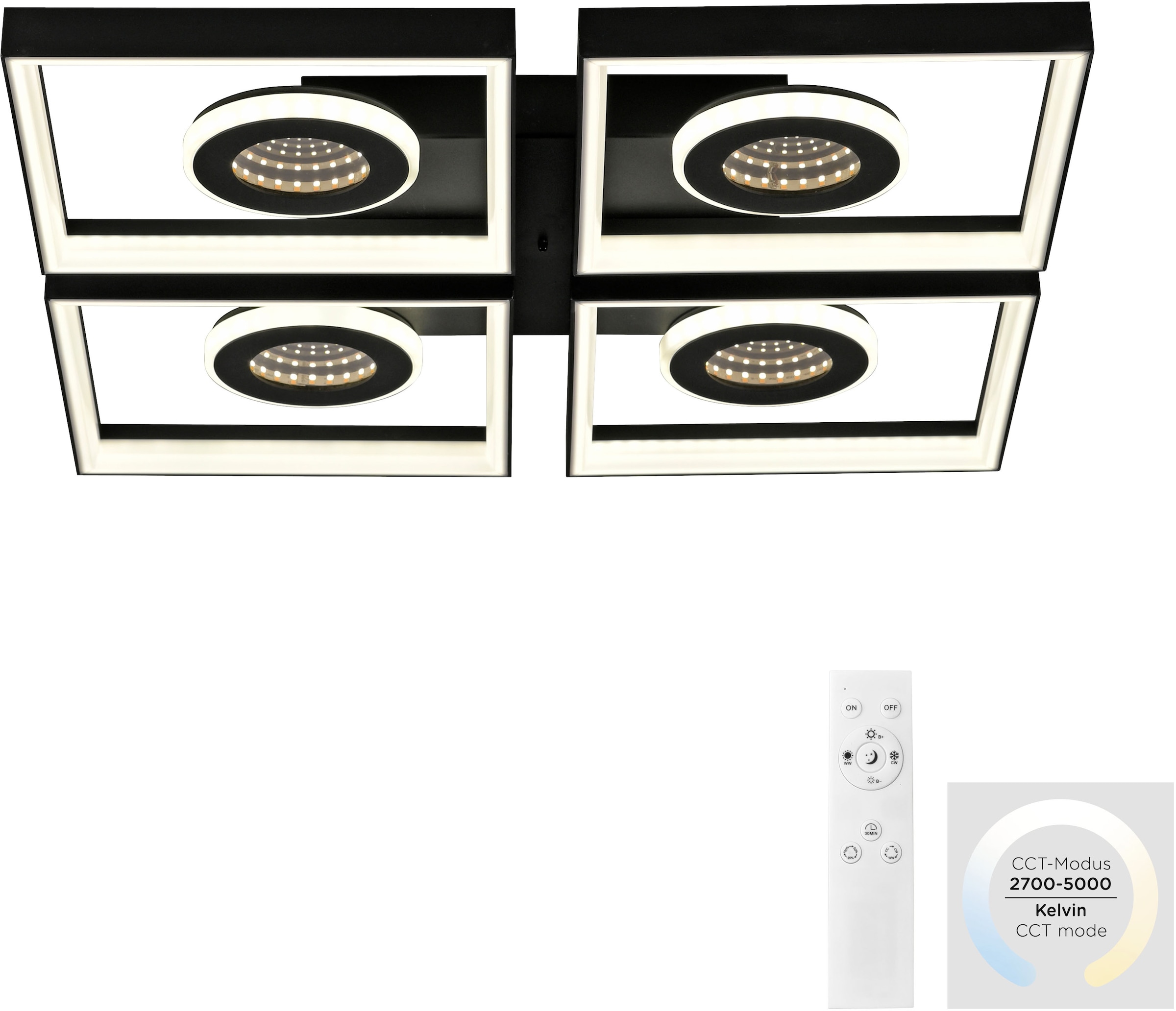Paul Neuhaus Deckenleuchte »TRAFORO«, 1 flammig, Leuchtmittel LED-Board | LED fest integriert, CCT - über Fernbedienung, dimmbar über Fernbedienung, Memory