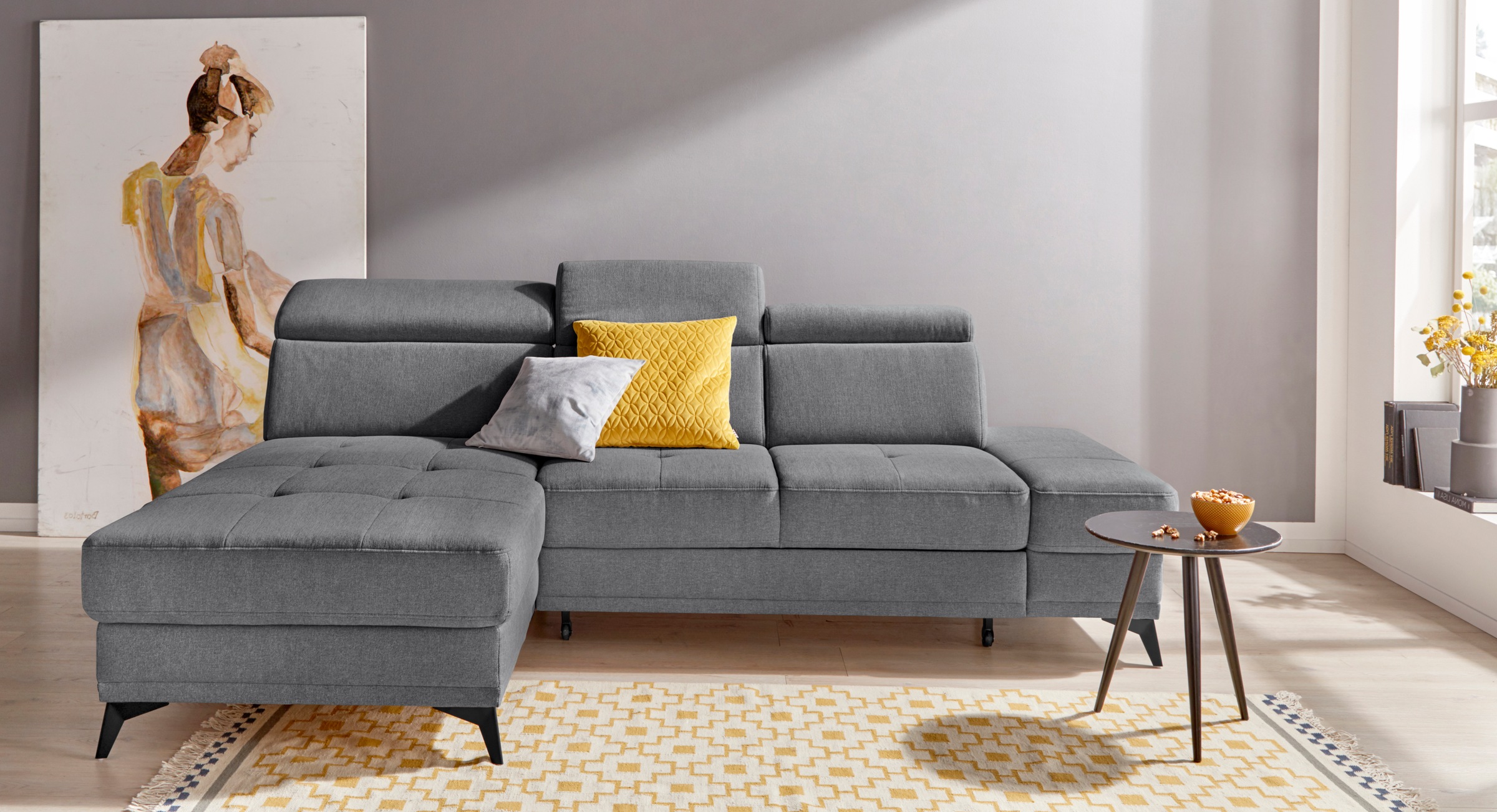 Home affaire Ecksofa "Cardiz L-Form" inkl.Kopfteilverstellung und Federkern günstig online kaufen