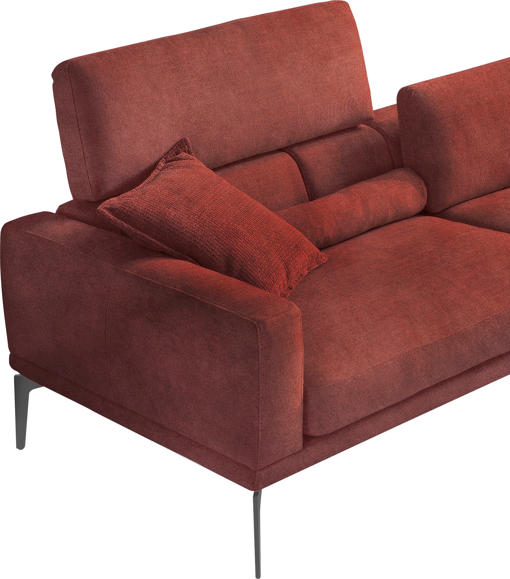 Egoitaliano Ecksofa »Masu, Design trifft sensationellen Sitzkomfort« inkl. 2 Kissenrollen, Rückenelemente manuell verstellbar, Metallfüße