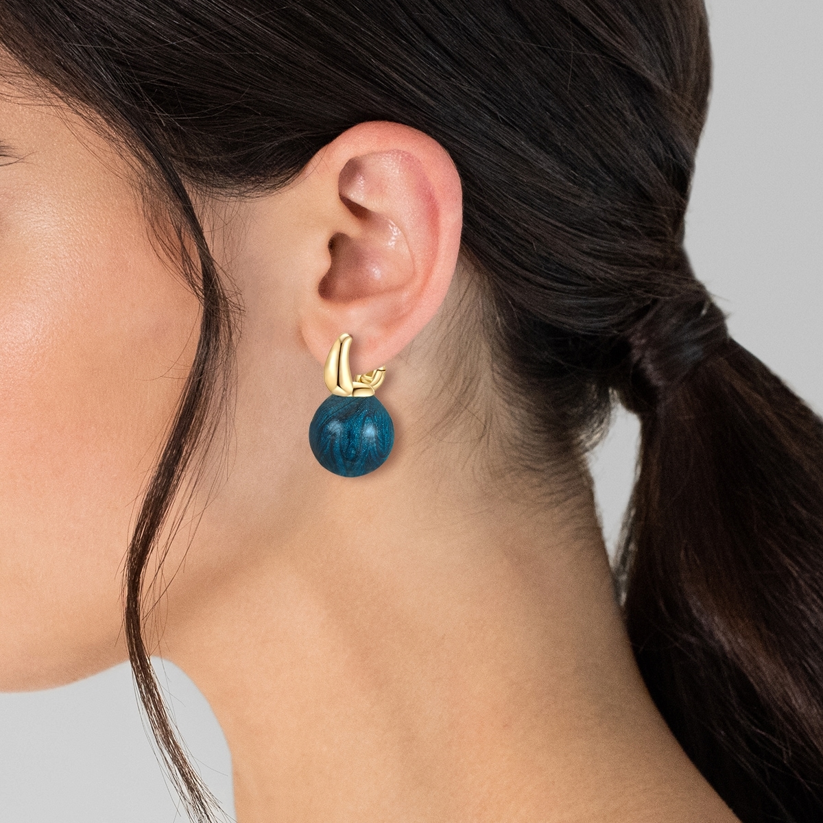 Yokoamii Paar Creolen »Set: Y500« gelb vergoldet mit Emaille