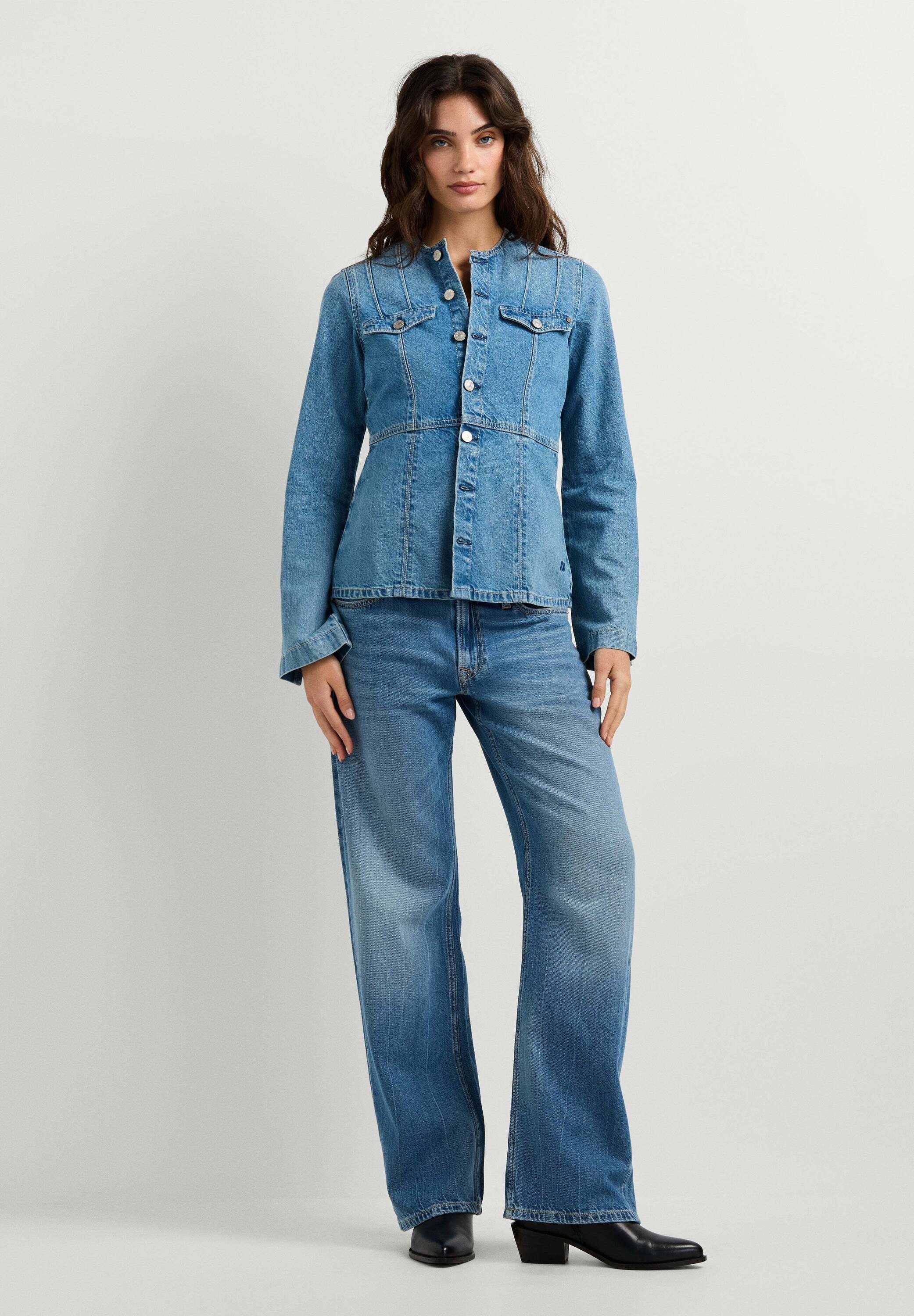 Pepe Jeans Wintermantel »winter coat KAREN COLLARLESS JACKET VERDE BLUE«