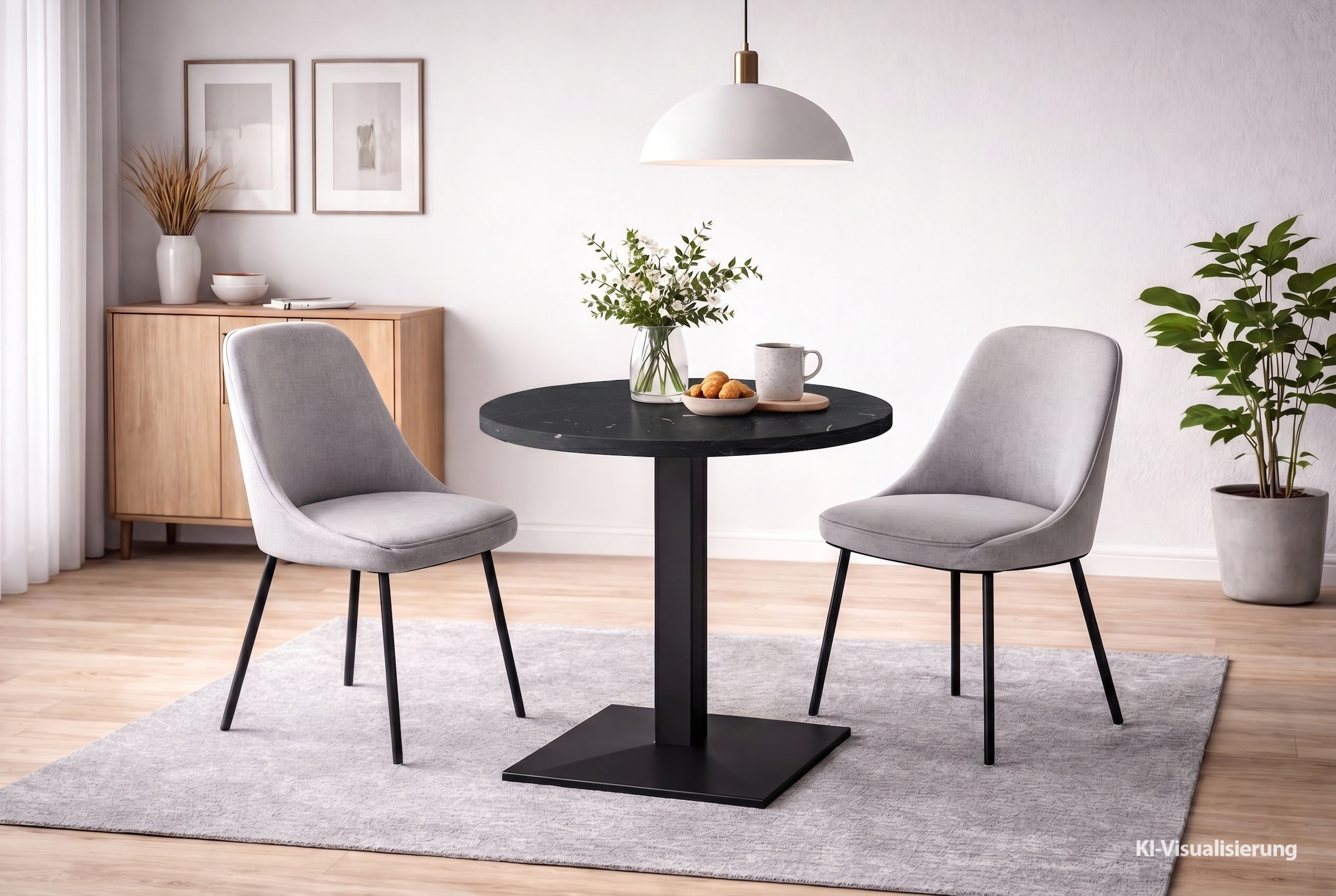 Mäusbacher "Big Bistro Metall" Quadrat-Säulengestell, eckige Platte Ø 70 cm H 75 cm