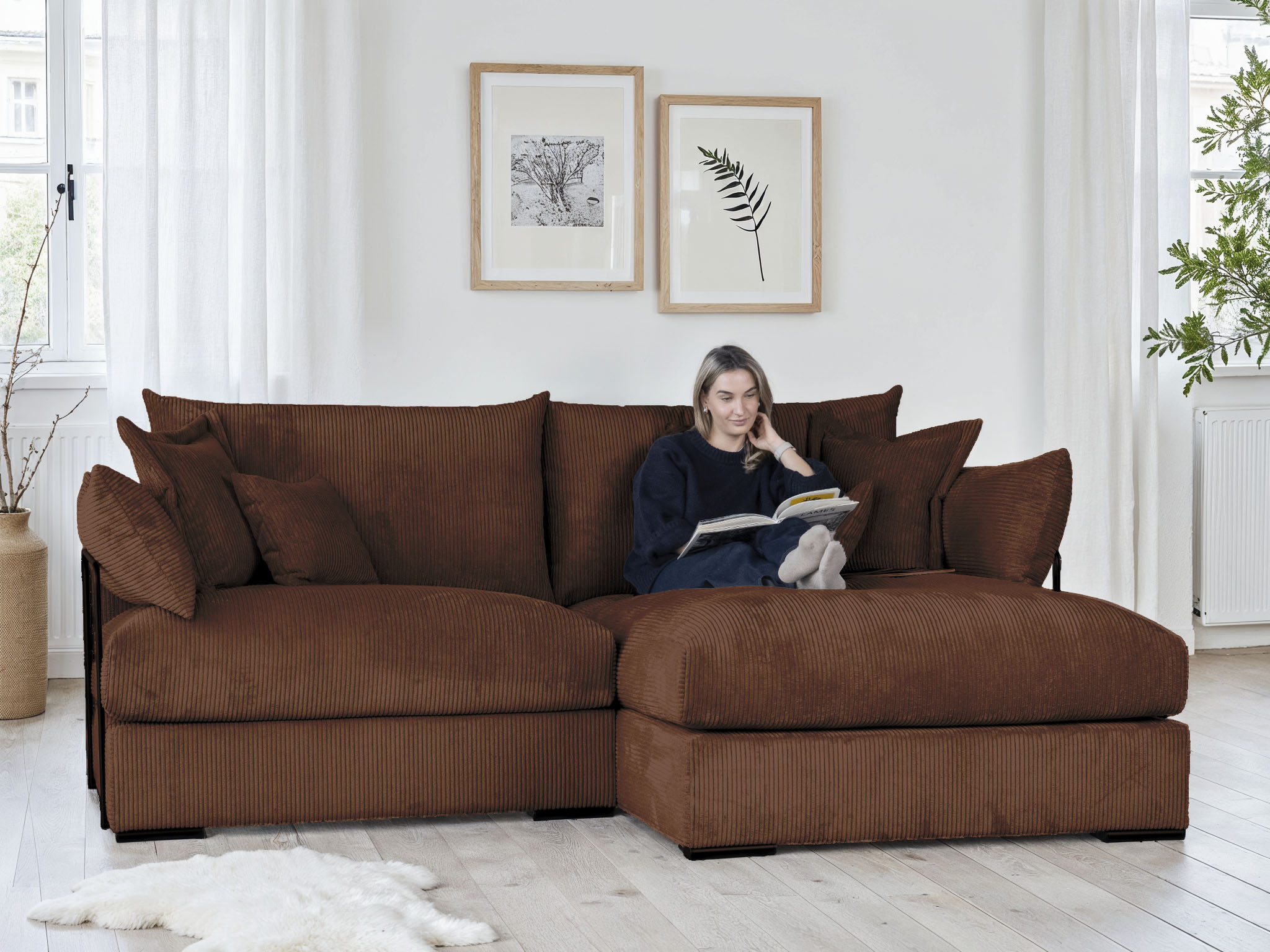 Home affaire Ecksofa "Casa XL L-Form, B: 190 cm" 4 Zierkissen, Mega-Sofa, in Cord oder Chenille-Struktur, Federkern