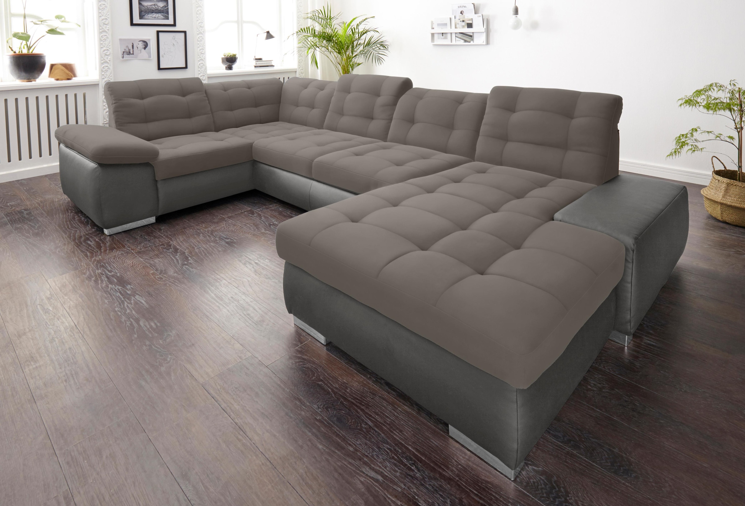 sit&more Wohnlandschaft "Ontario U-Form" XXL, wahlweise mit Schlaffunktion