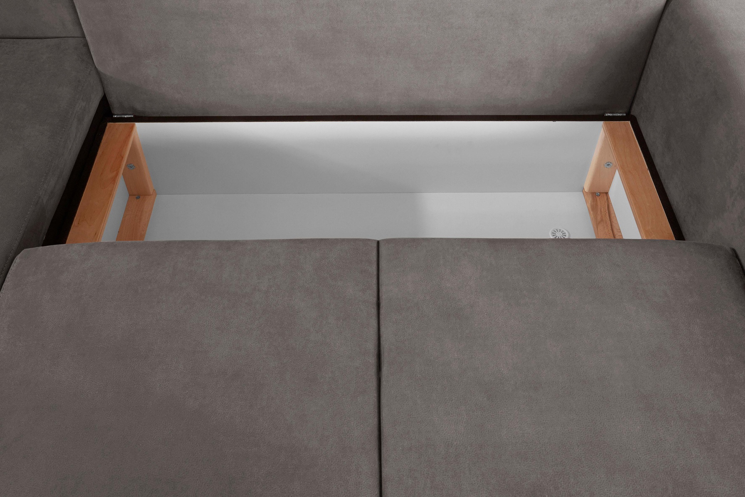 Home affaire Ecksofa »Györ«, L-Form, wahlweise mit Bettfunktion und Bettkasten incl. 2 Zierkissen