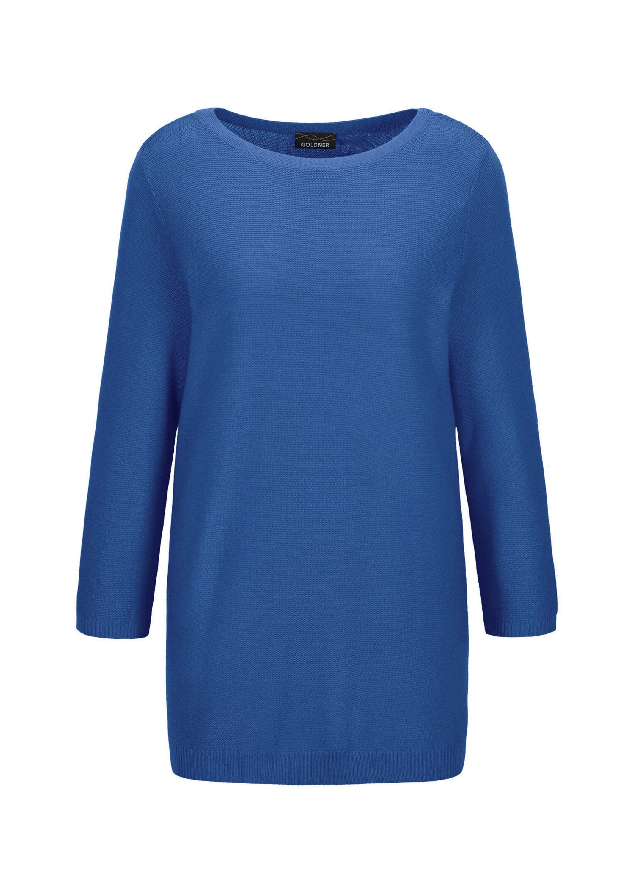 GOLDNER "Kurzgröße Eleganter Baumwollpullover, Halbarm" U-Boot-Ausschnitt