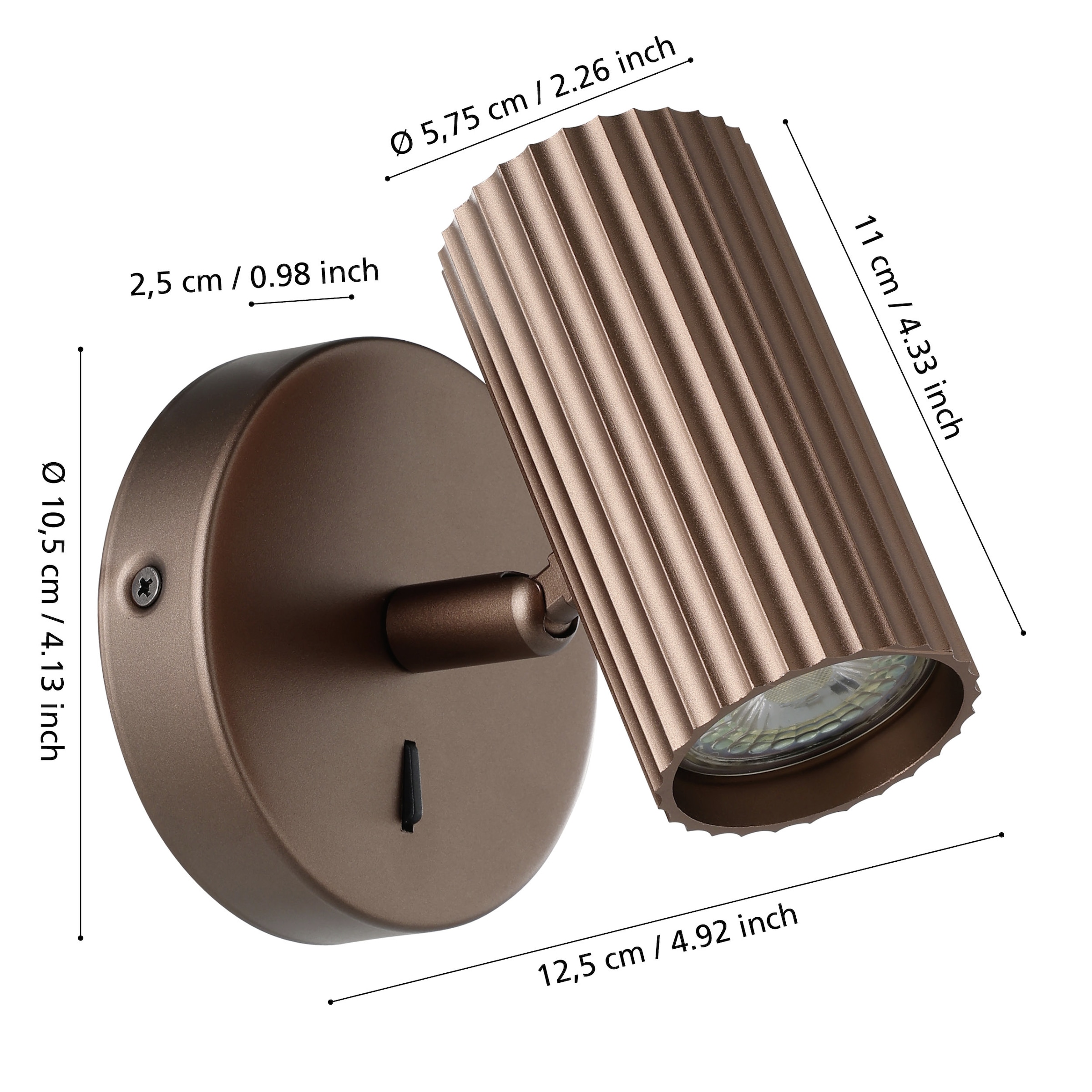 EGLO Wandleuchte »PORTILLO Wandlampe - Alu, Stahl - GU10 - 1X5W - IP20« GU10 1 Stk. Wandstrahler, Wandspot, Wohnzimmer, Flur, L10,5 x H11 x AL12,5 cm