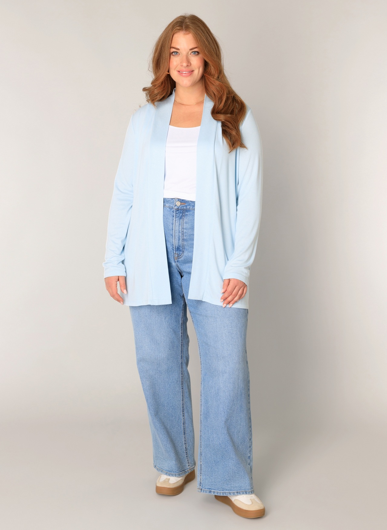 Base Level Curvy Ayla Knit Cardigan Light Blue 46 3